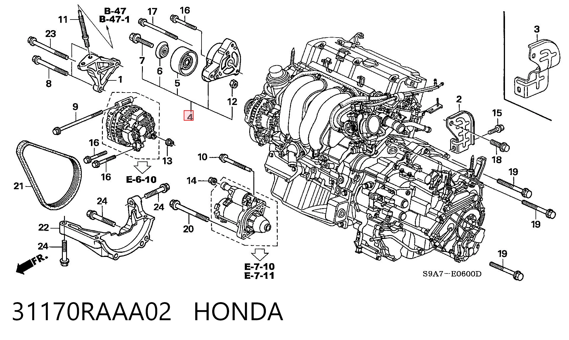 31170RAAA02 Honda Reguladora de tensão da correia de transmissão