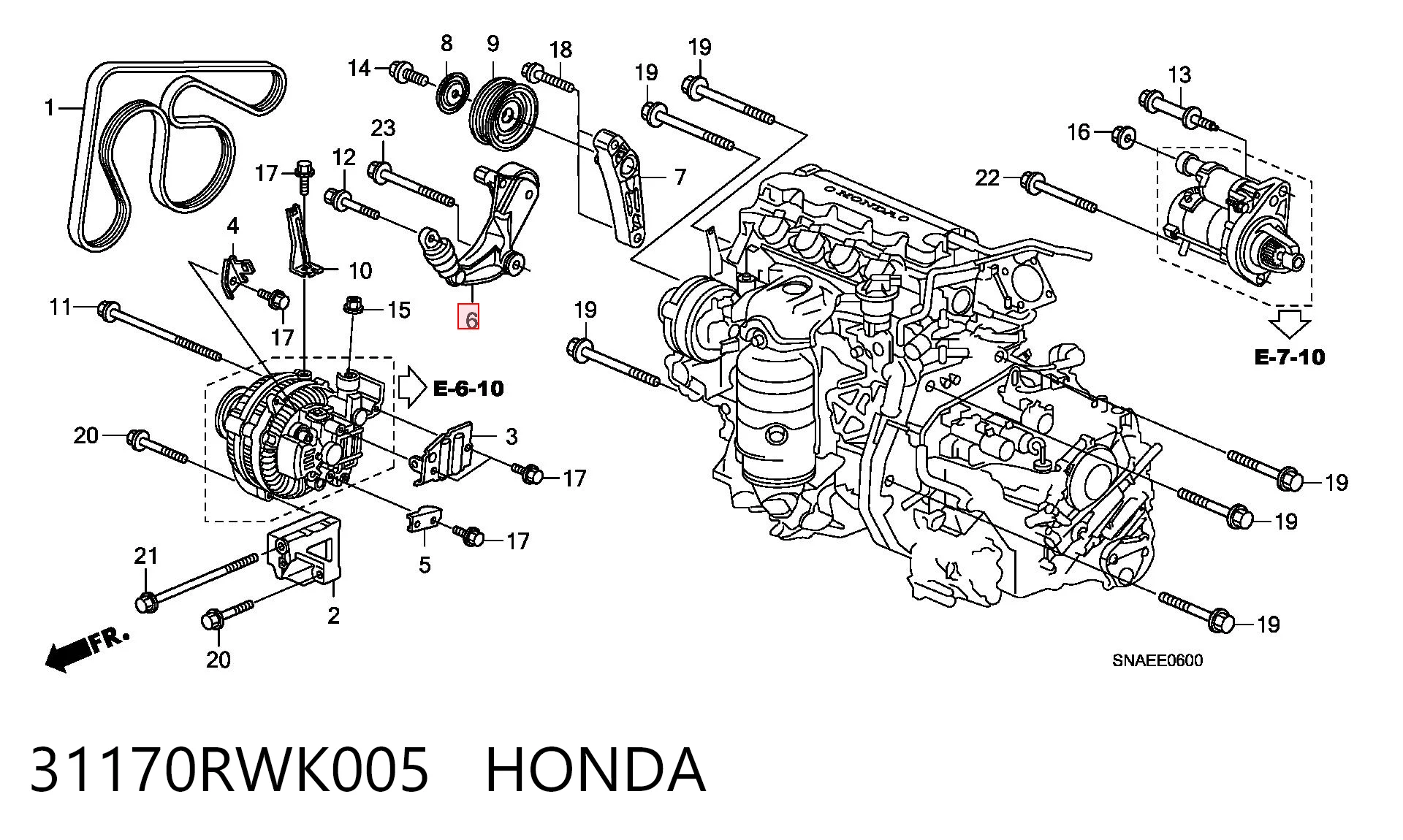 31170RWK005 Honda Reguladora de tensão da correia de transmissão