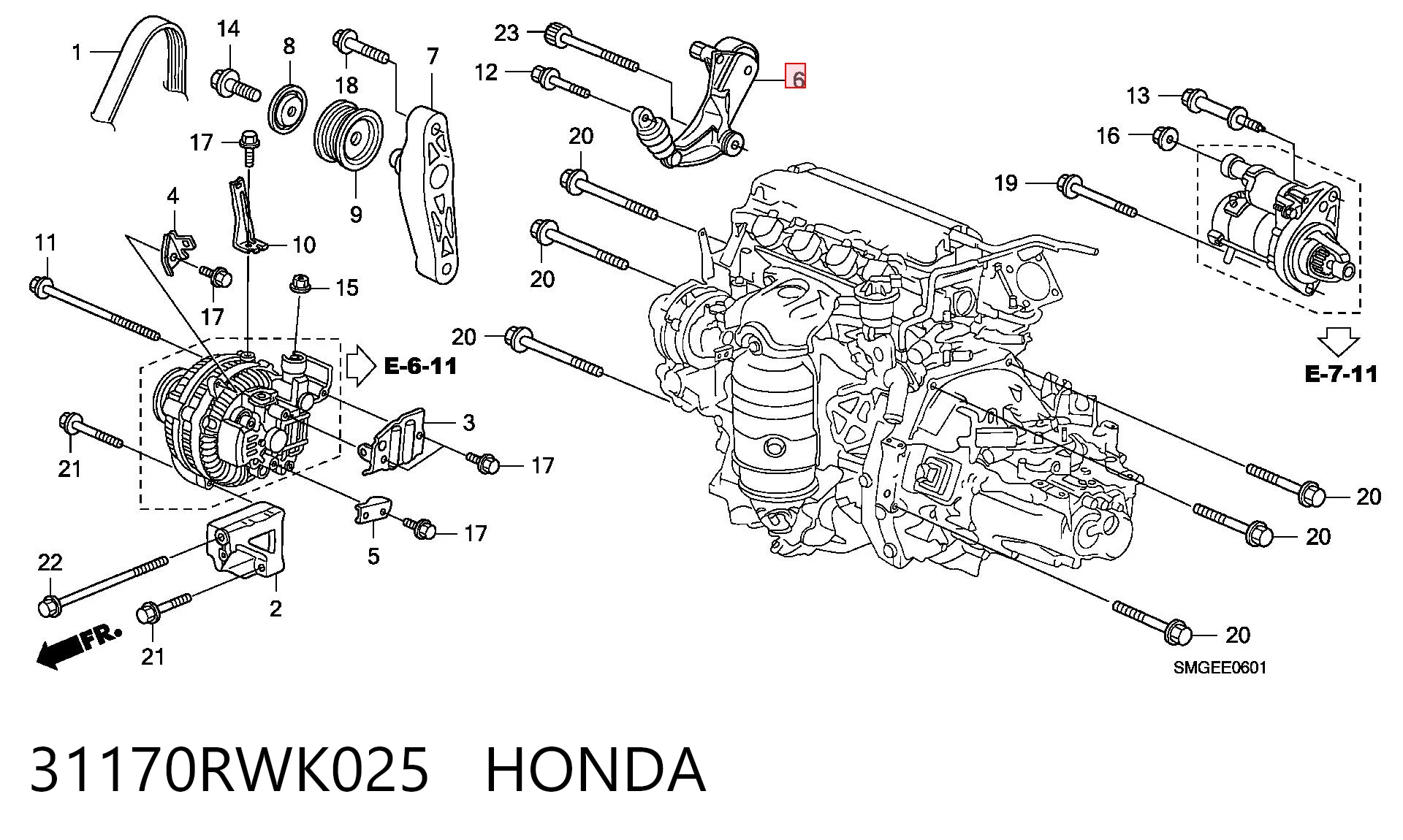 31170RWK025 Honda Reguladora de tensão da correia de transmissão