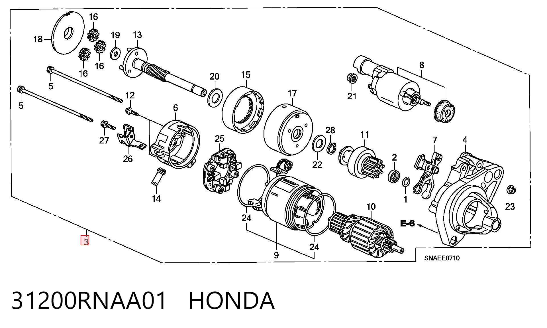 31200RNAA01 Honda Motor de arranco
