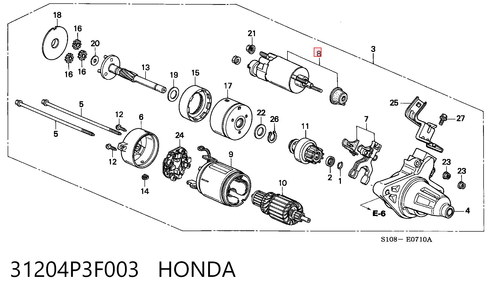 31204P3F003 Honda Relê retrator do motor de arranco