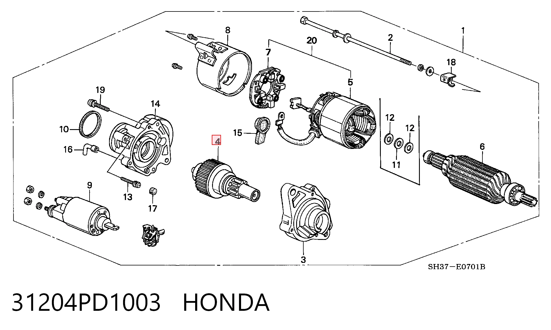  Roda-livre do motor de arranco Honda Civic VI hatchback (MB) (1997 - 2001) VI