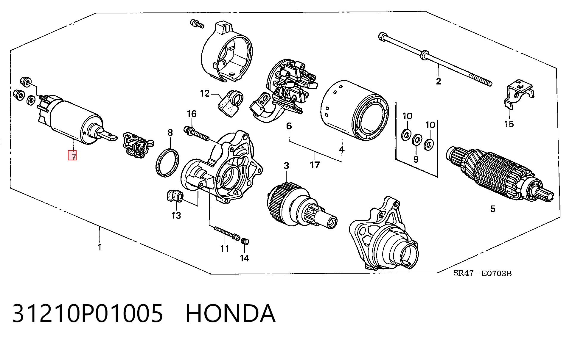 Relê retrator do motor de arranco para Honda Accord V CC7
