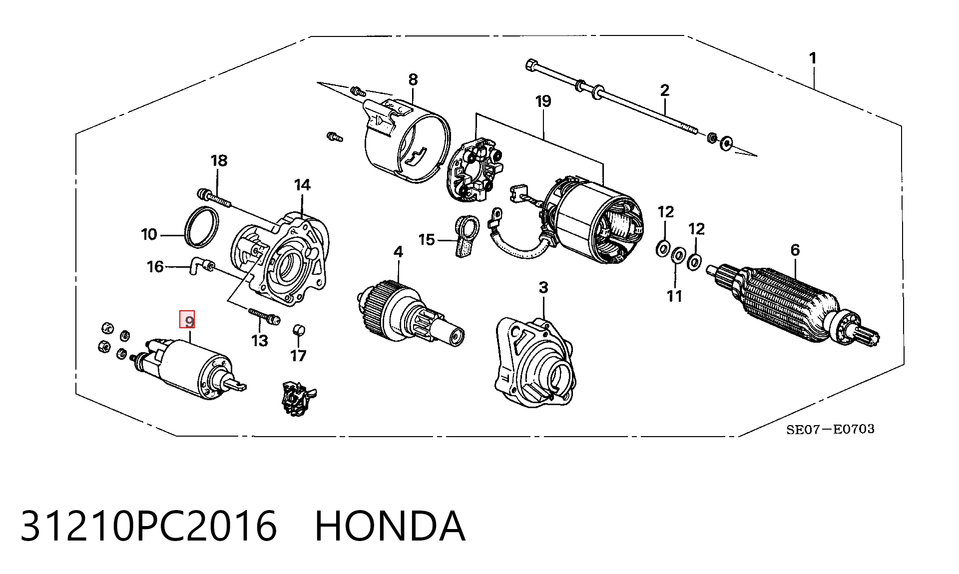 Relê retrator do motor de arranco Honda Accord III CA4, CA5