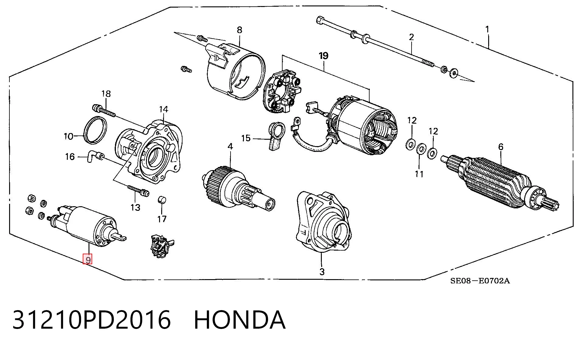 Relê retrator do motor de arranco para Honda Accord III CA4, CA5