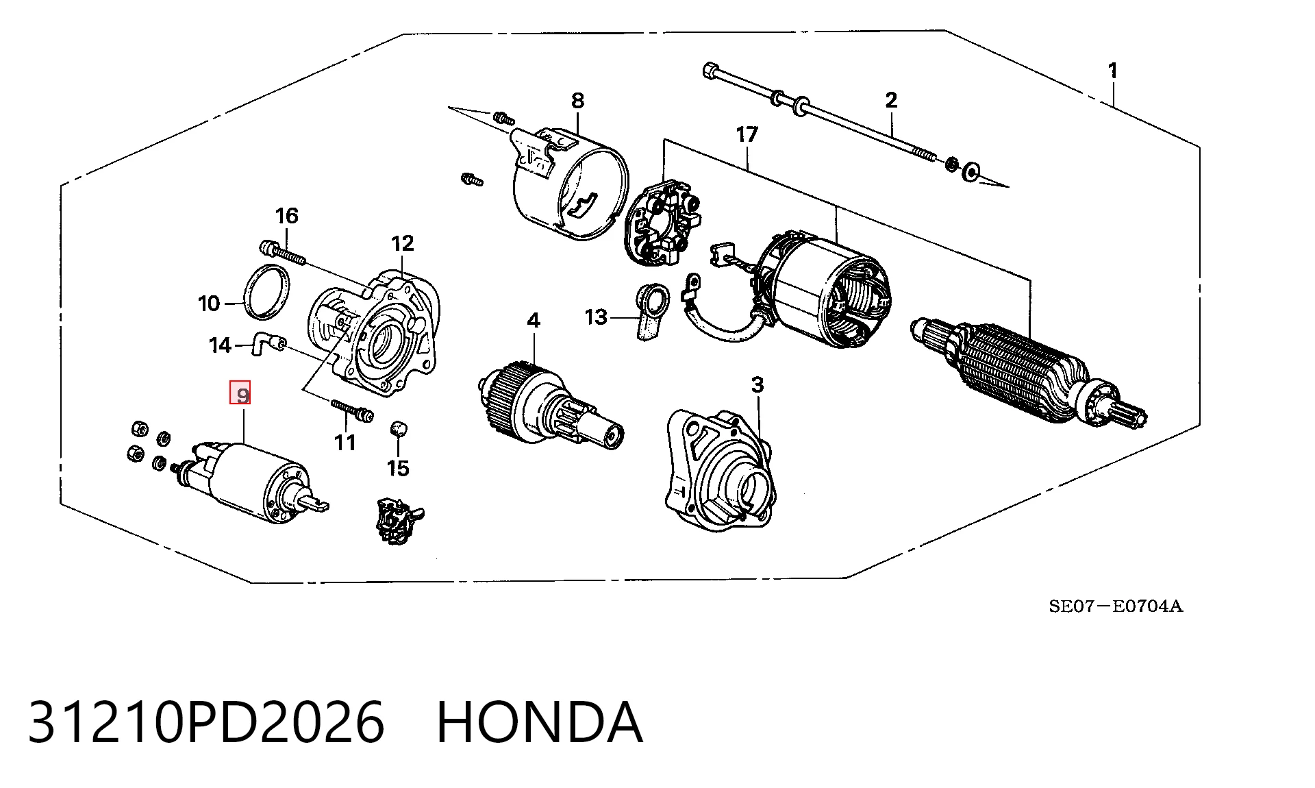  Relê retrator do motor de arranco Honda Accord III sedan (CA4, CA5) (1985 - 1989) III