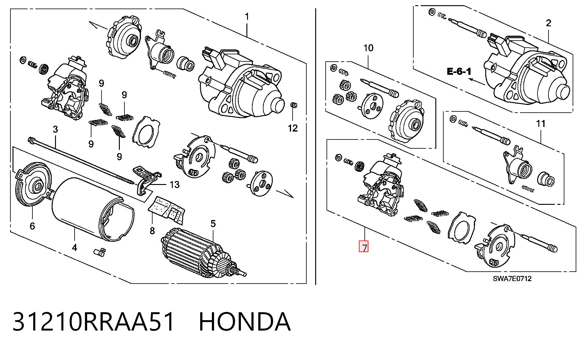 31210RRAA51 Honda Porta-escovas do motor de arranco