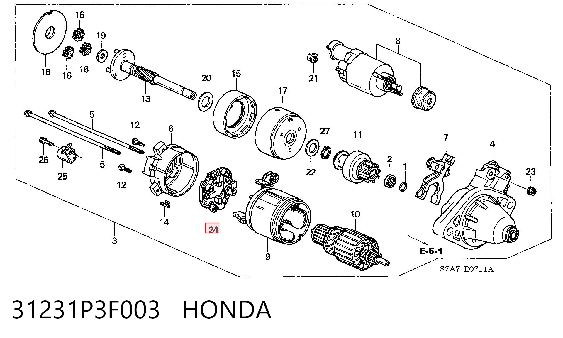31231P3F003 Honda Porta-escovas do motor de arranco