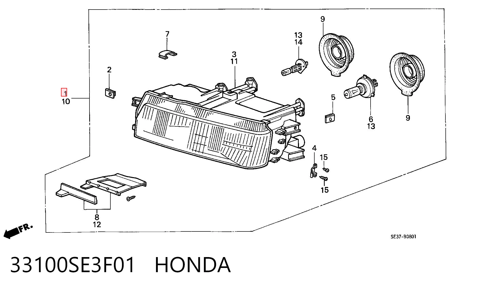 Luz direita Honda Accord III CA4, CA5 ao melhor preço