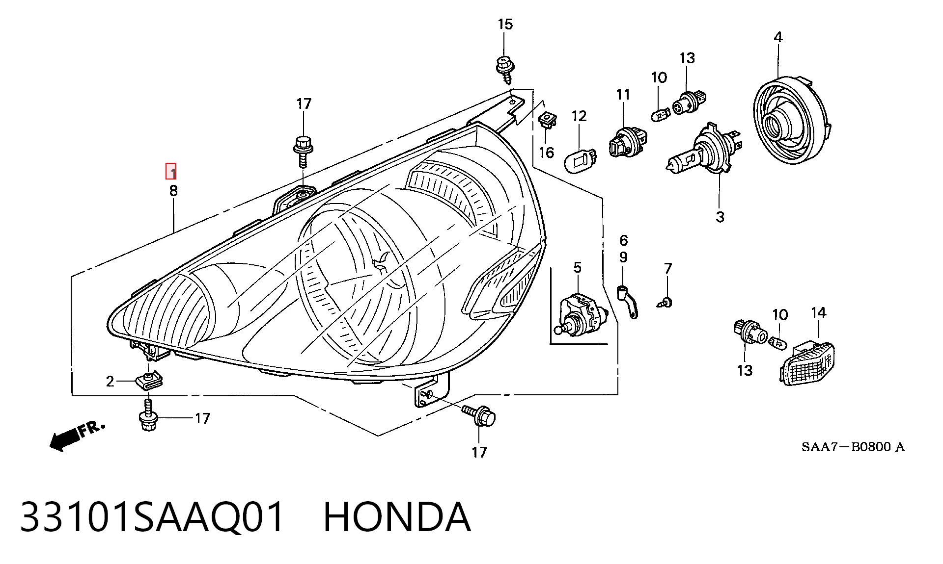 Luz direita Honda Jazz  GD, GE