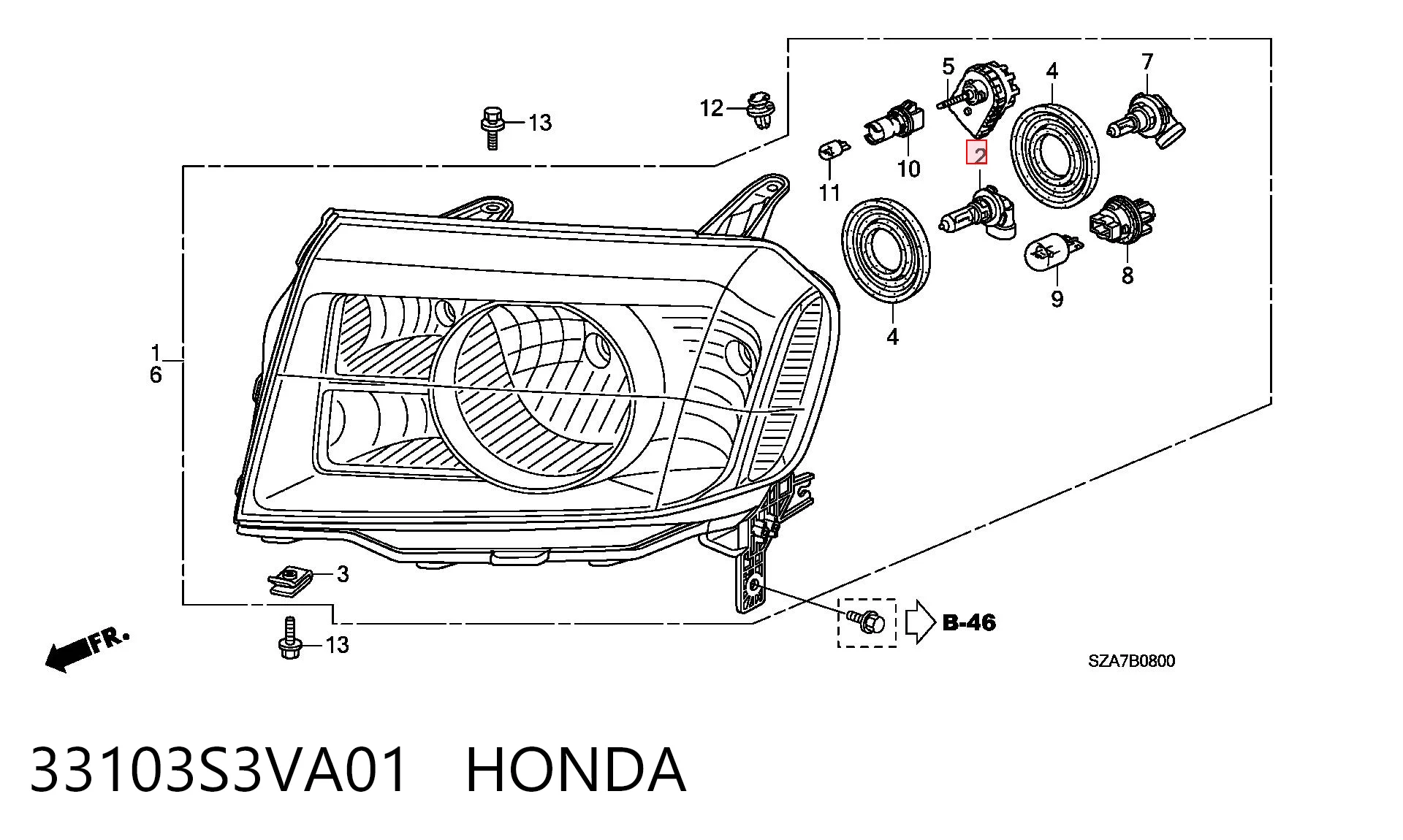 33103S3VA01 Honda Lâmpada halógena