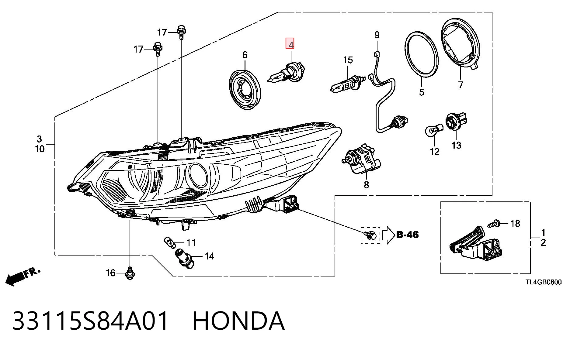 33115S84A01 Honda Lâmpada halógena