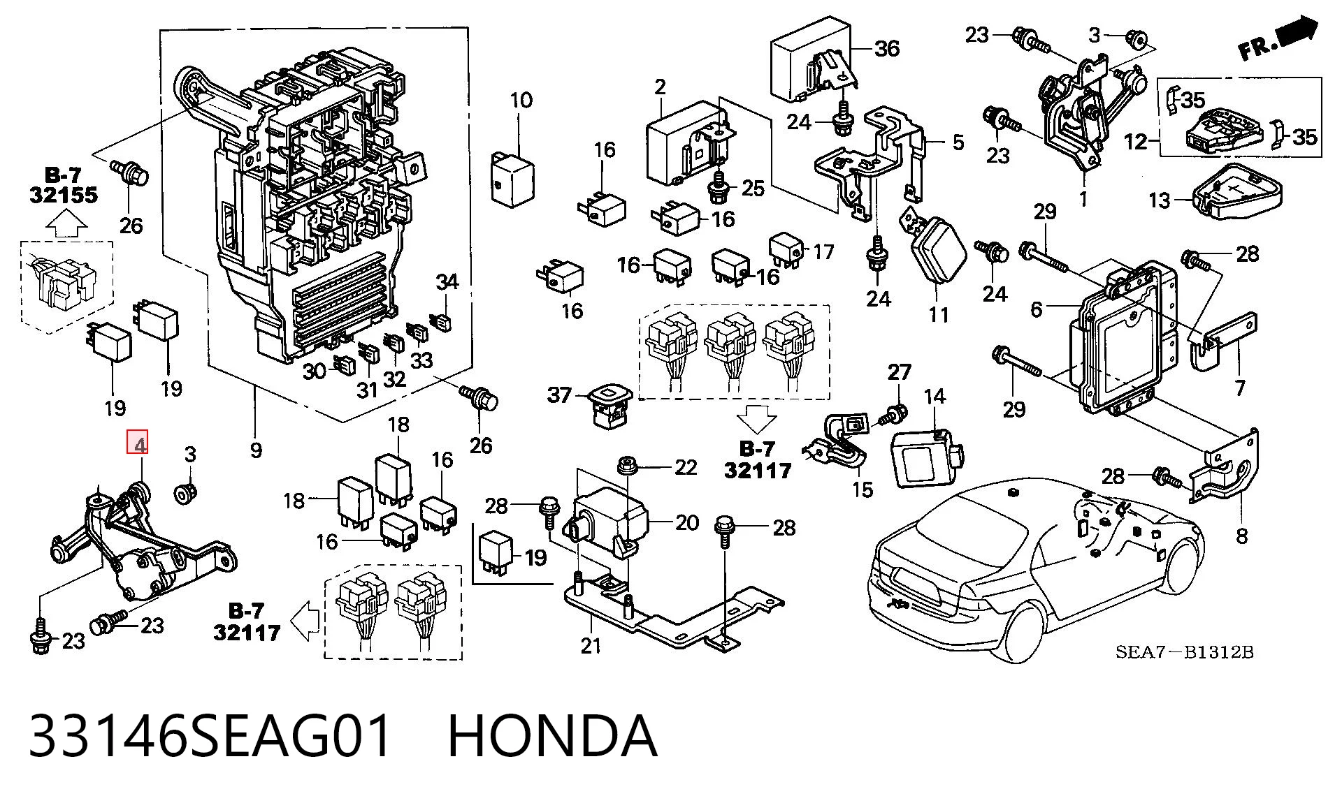 33146SEAG01 Honda Sensor traseiro do nível de posição de carroçaria