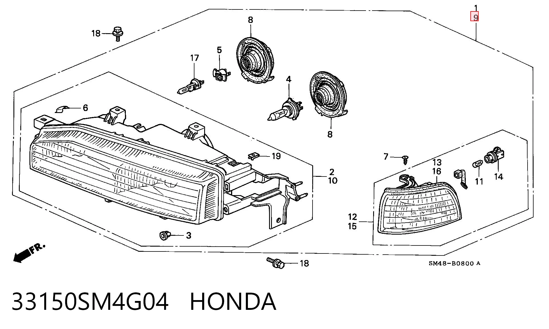 Luz esquerda para Honda Accord IV CB3, CB7