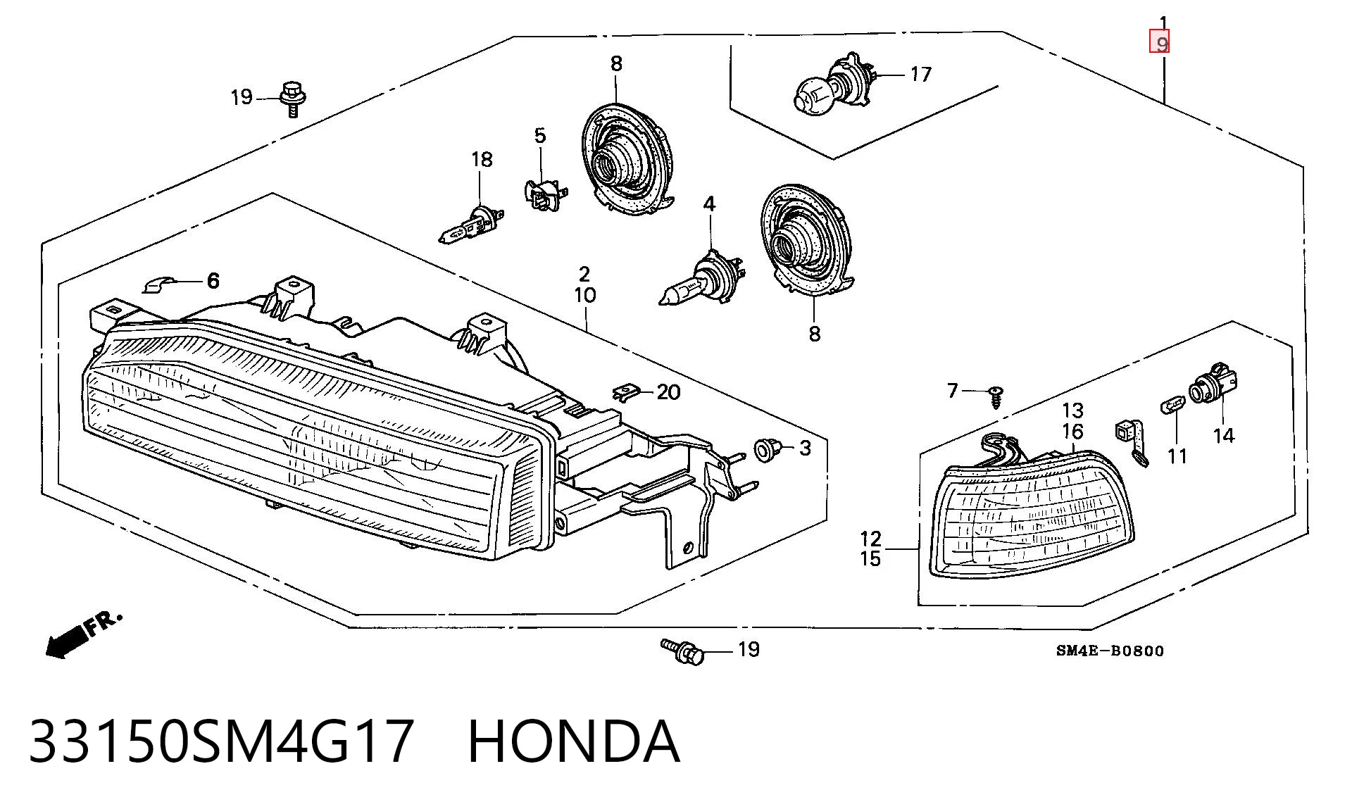 Luz esquerda Honda Accord IV CB3, CB7