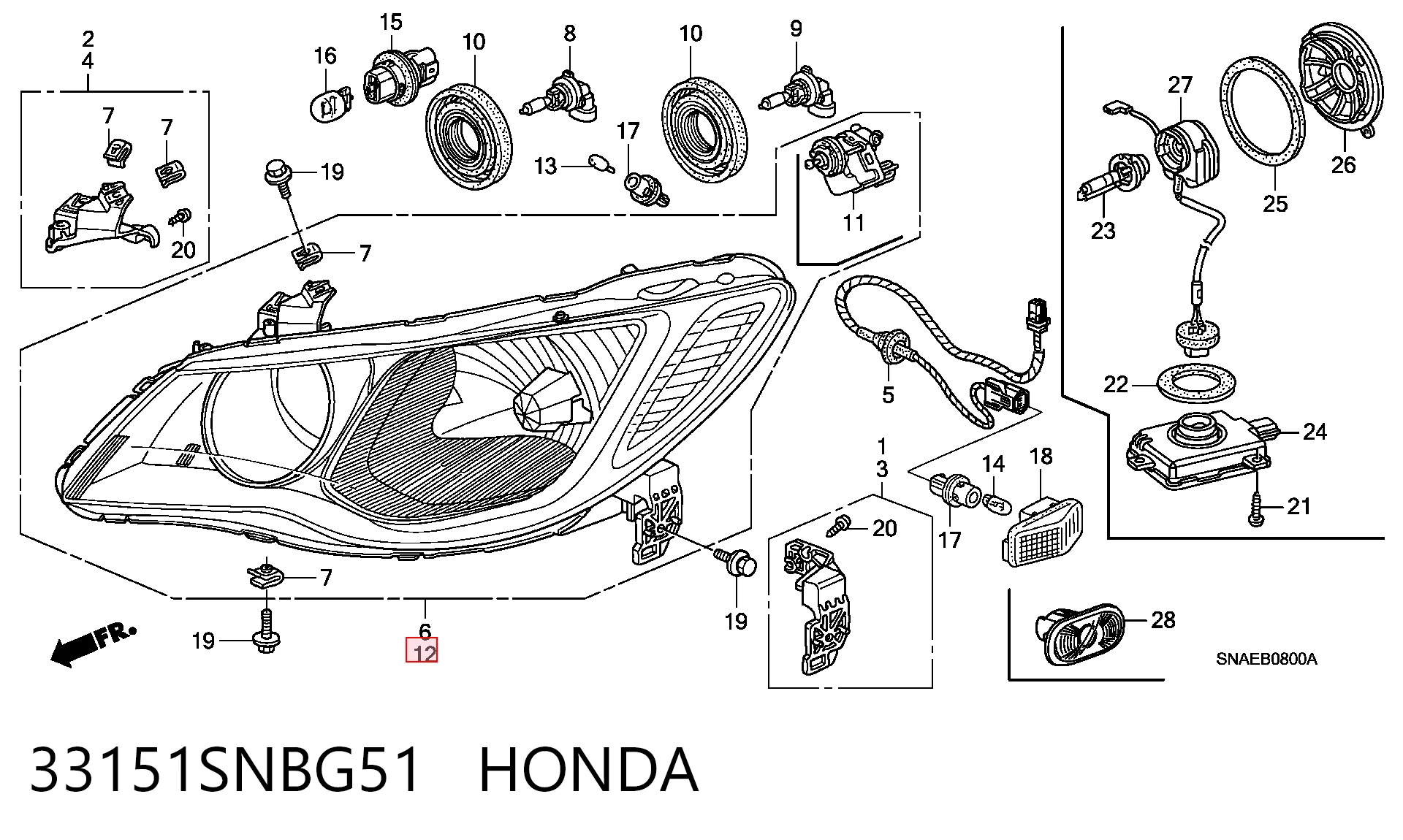  Luz esquerda Honda Civic VIII sedan (FD, FA) (2005 - 2013) VIII