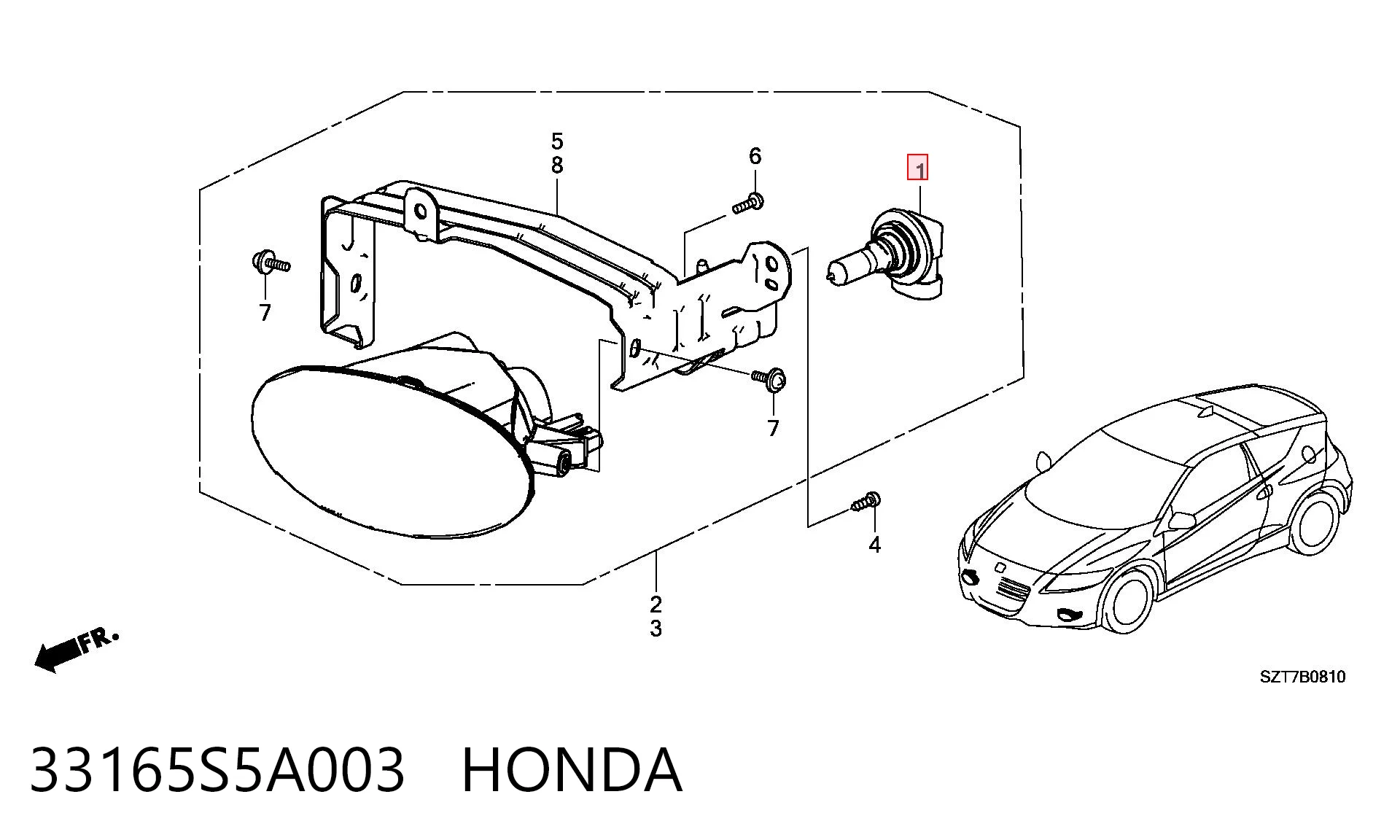 33165S5A003 Honda Lâmpada
