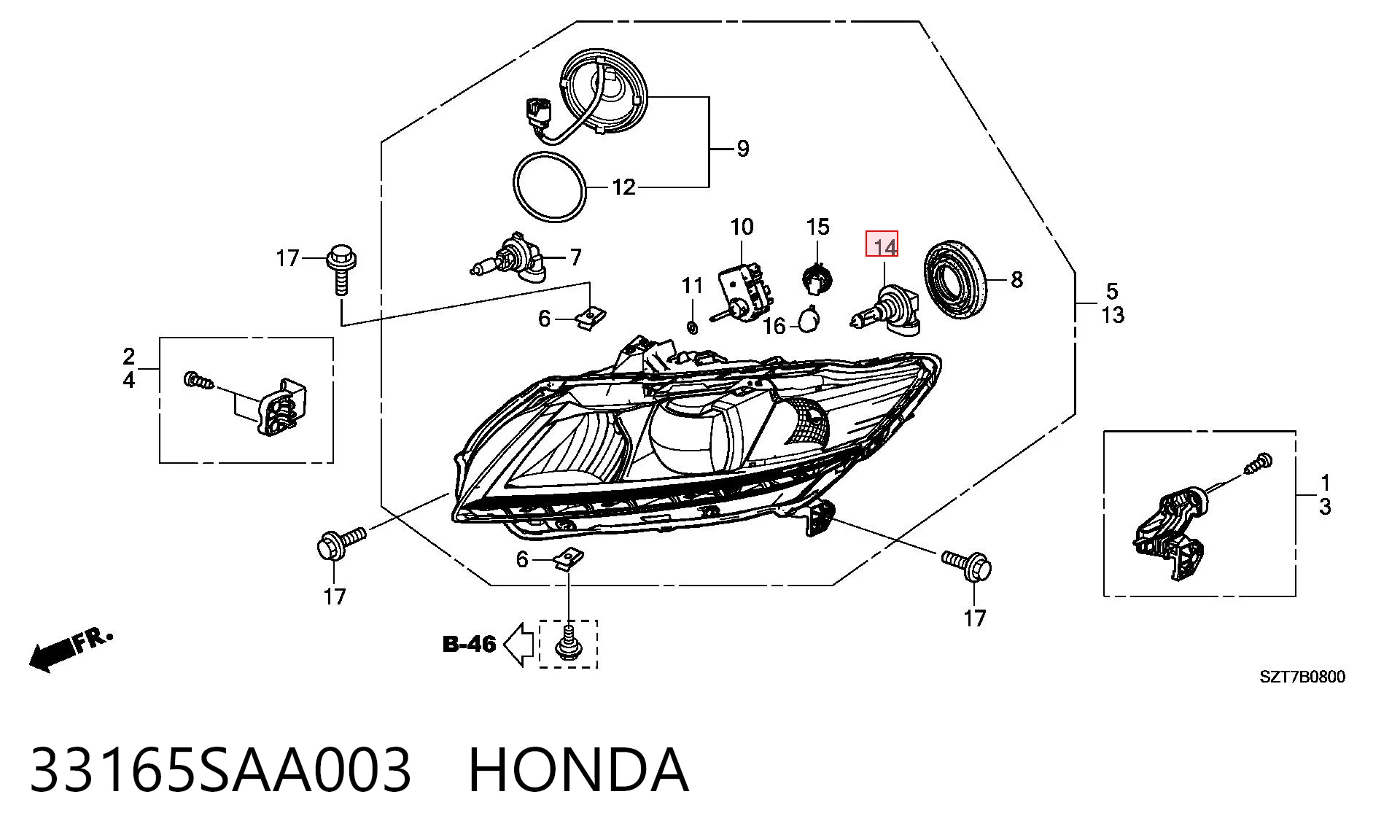 33165SAA003 Honda Lâmpada