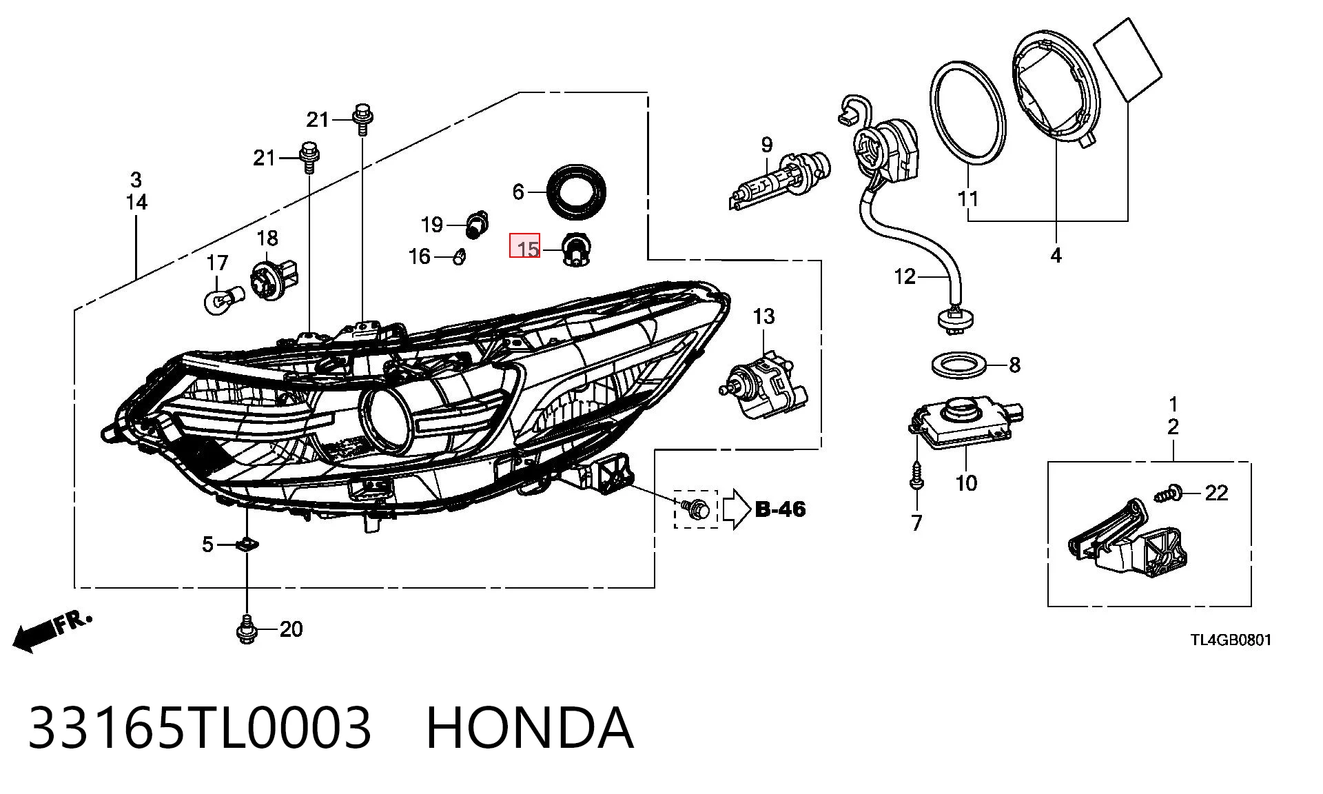 33165TL0003 Honda Lâmpada das luzes de nevoeiro