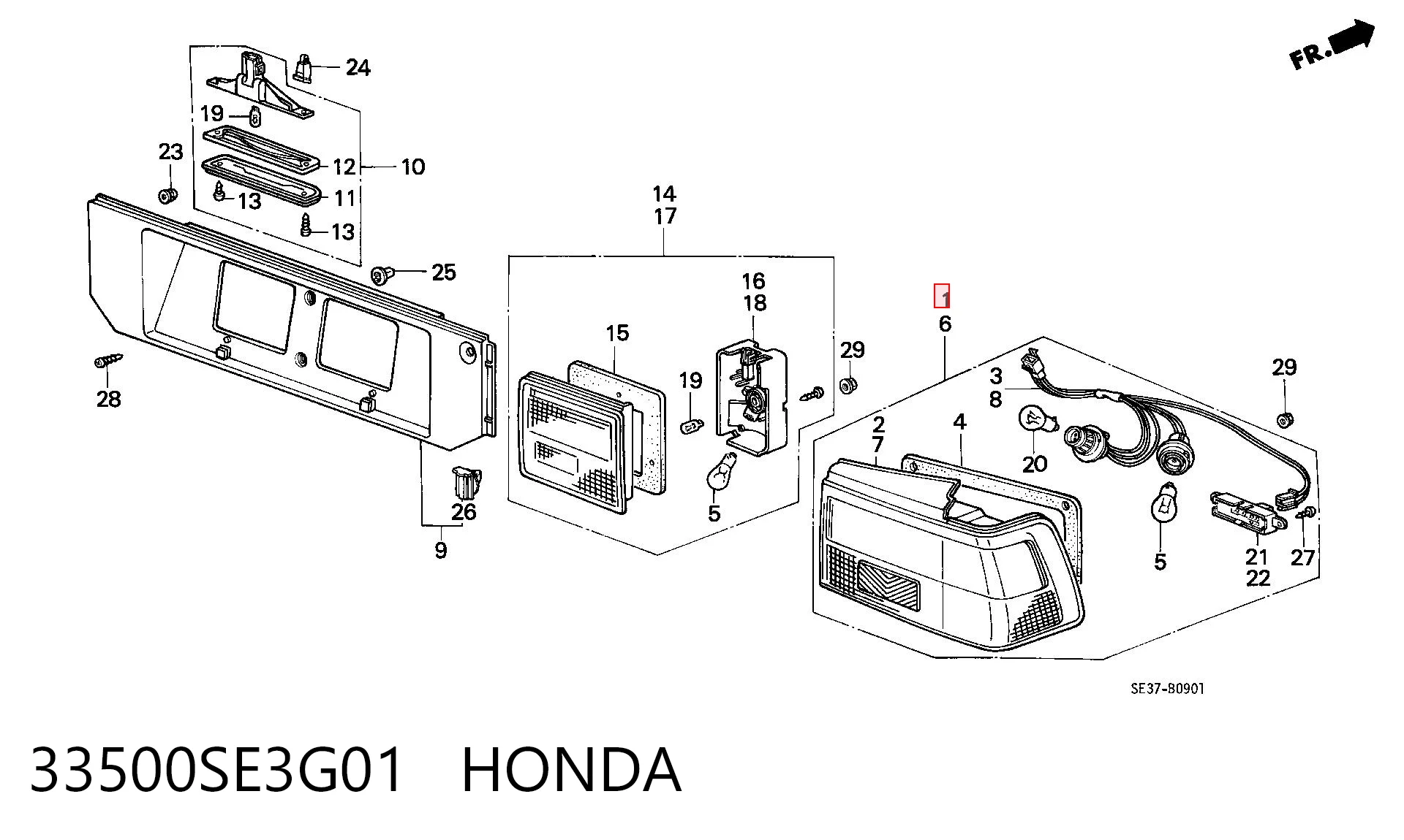 Lanterna traseira direita Honda Accord III CA4, CA5 ao melhor preço