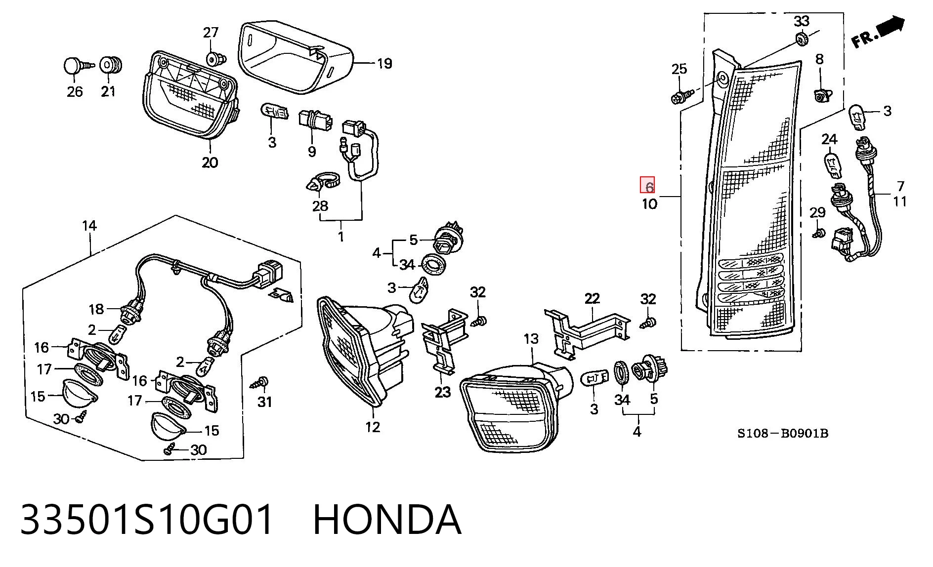 Lanterna traseira direita para Honda CR-V I RD