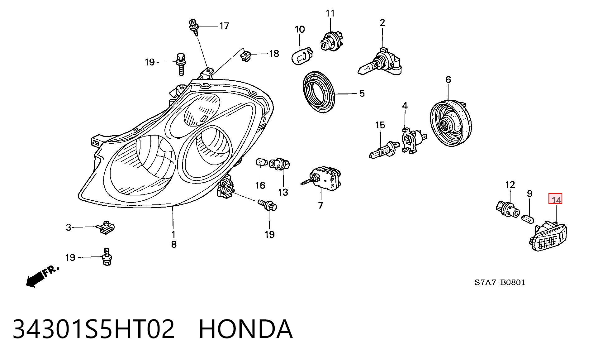 34301S5HT02 Honda Luz intermitente no pára-lama