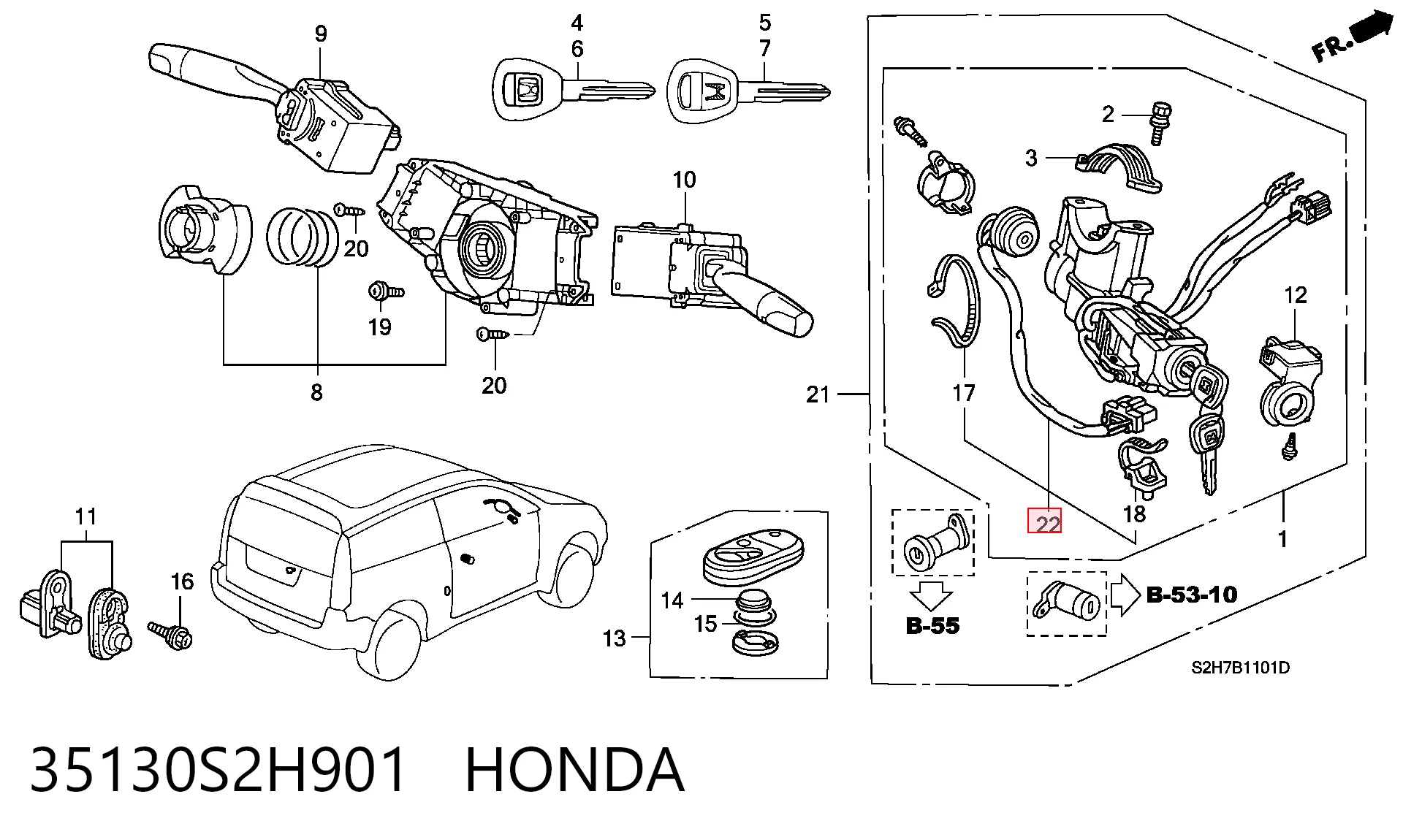 Grupo de contato de fecho de ignição Honda HR-V GH ao melhor preço