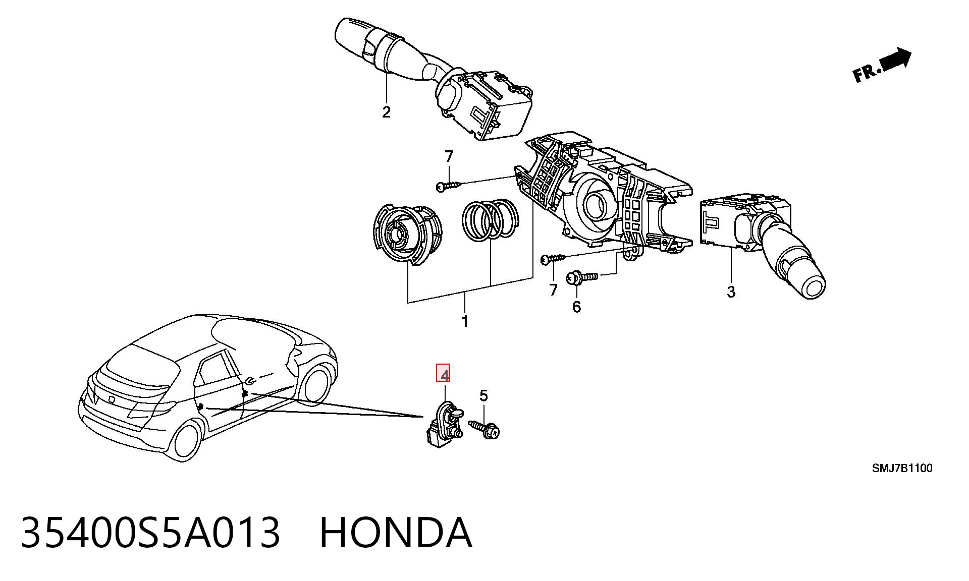 35400S5A013 Honda Sensor de fechamento de portas (interruptor de fim de carreira)