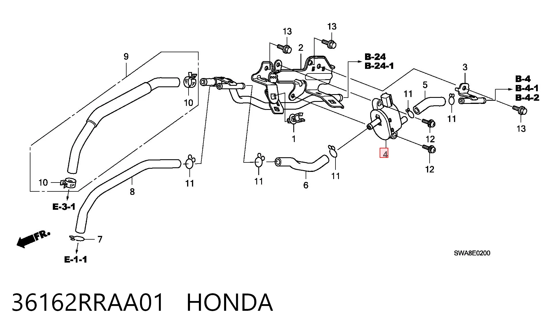 36162RRAA01 Honda Válvula de soprado de catalisador