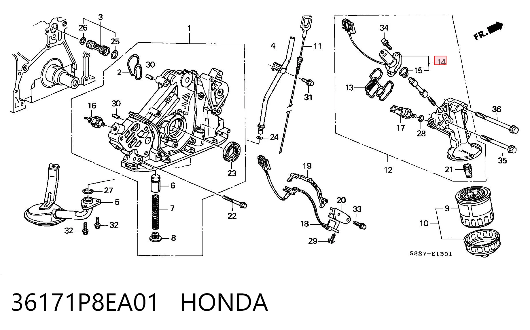36171P8EA01 Honda Válvula eletromagnética de posição (de fases) da árvore distribuidora