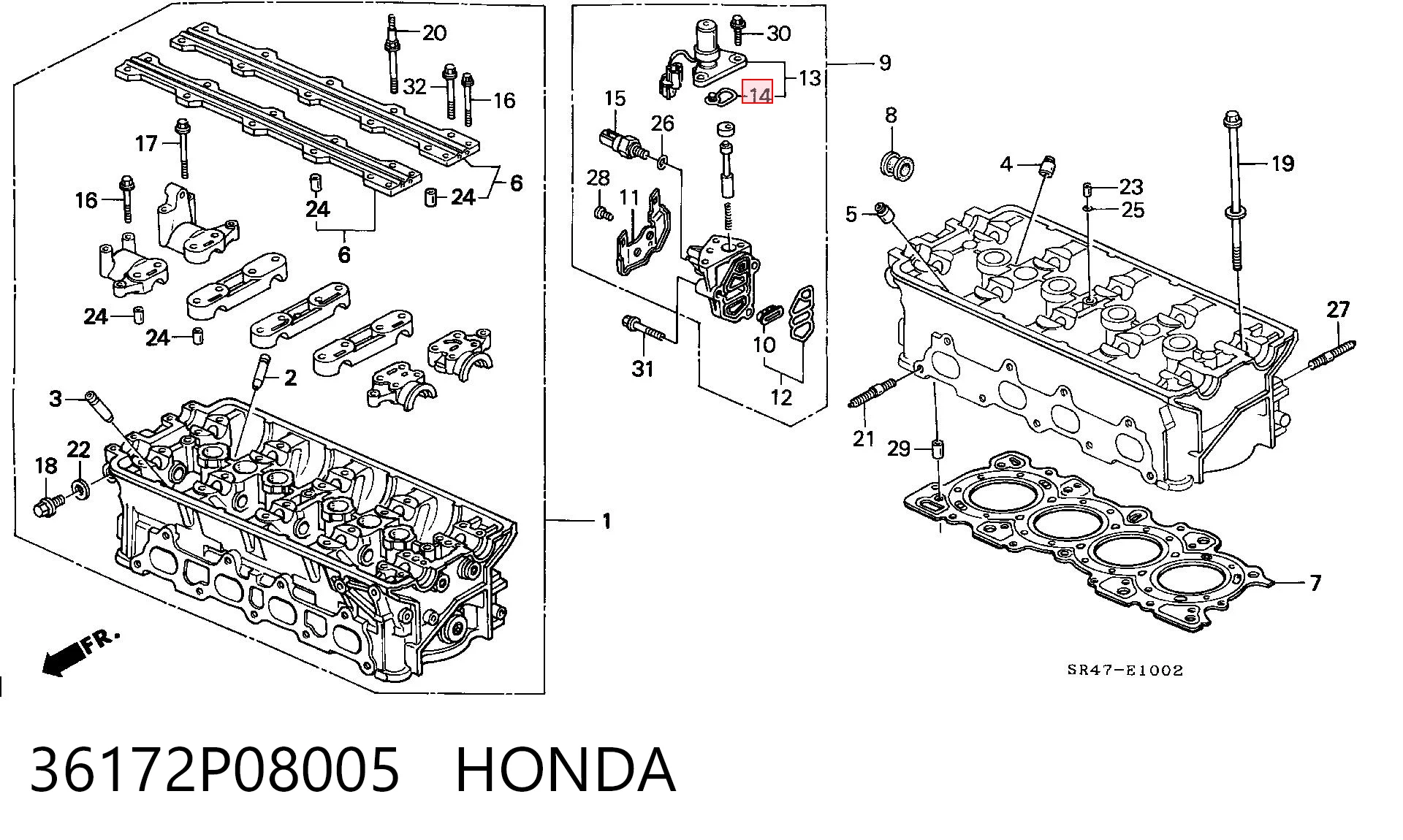 36172P08005 Honda Vedante de regulador das fases de distribuição de gás