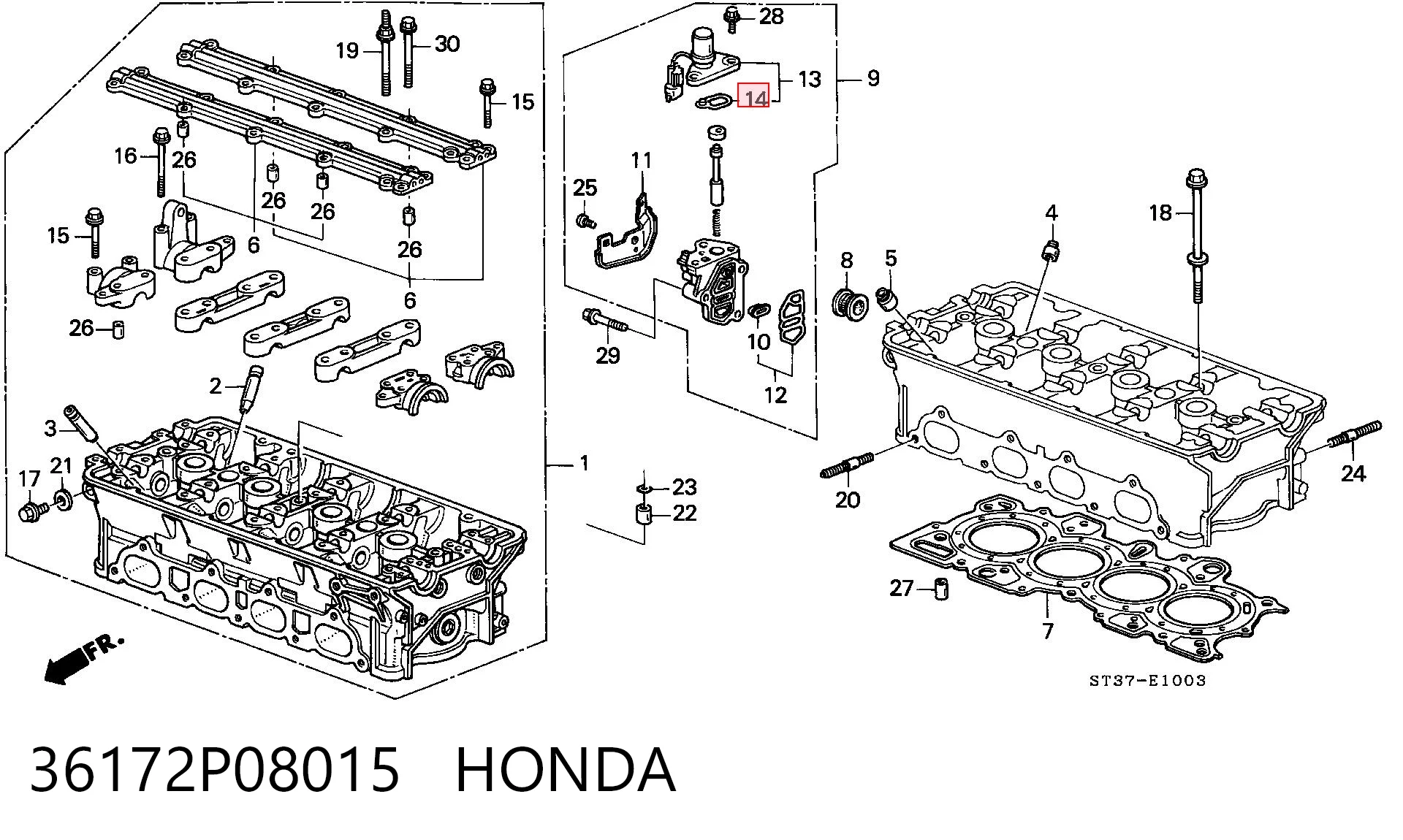 36172P08015 Honda Vedante de regulador das fases de distribuição de gás