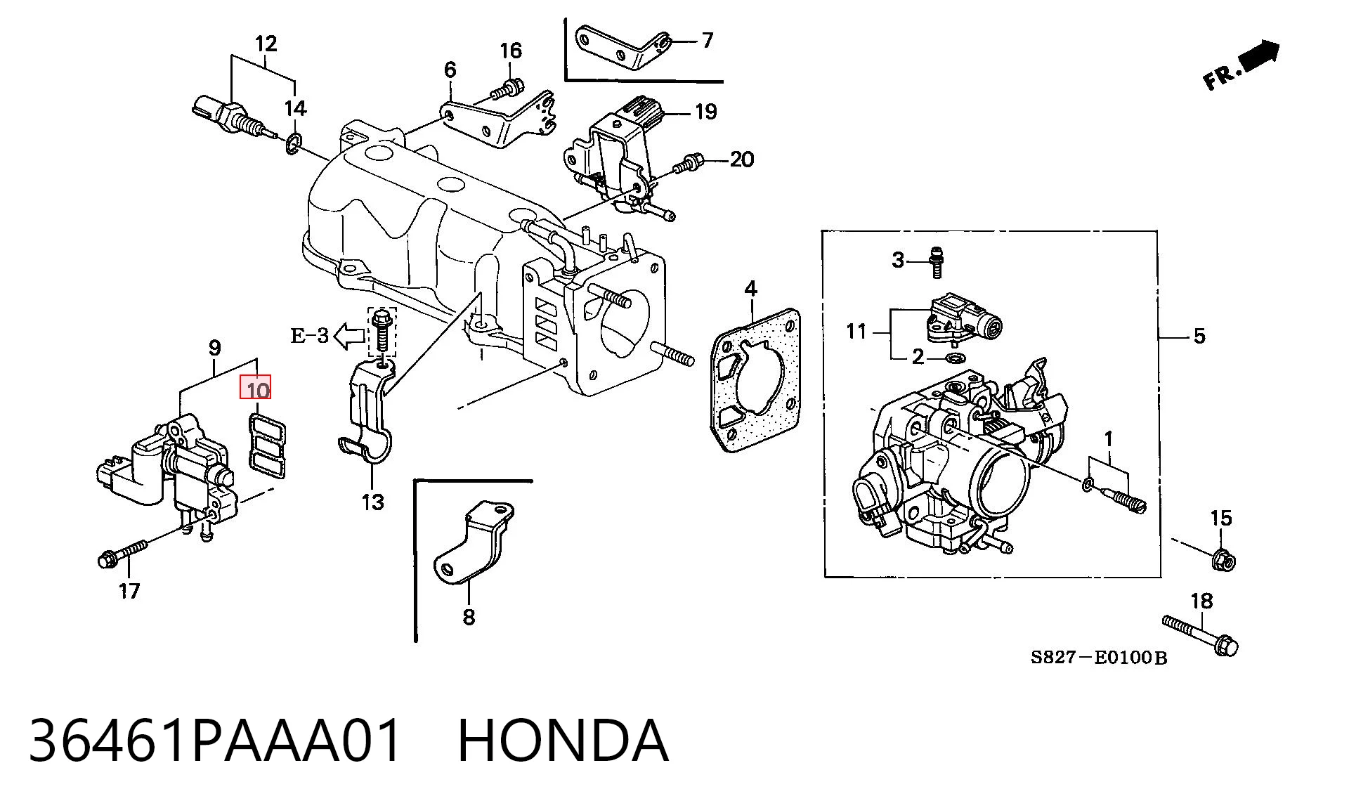 36461PAAA01 Honda Vedante de válvula (de regulador) de marcha a vácuo
