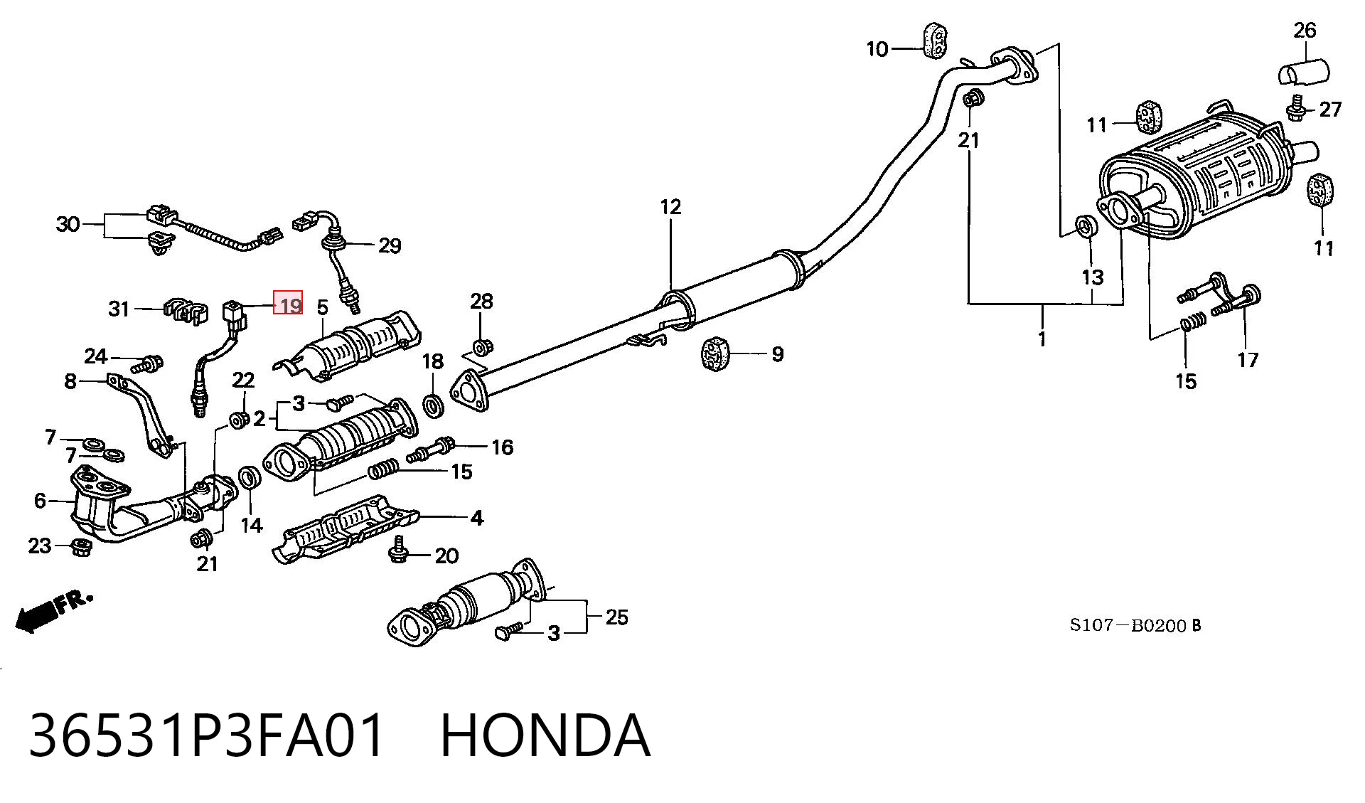 36531P3FA01 Honda Sonda lambda, sensor de oxigênio