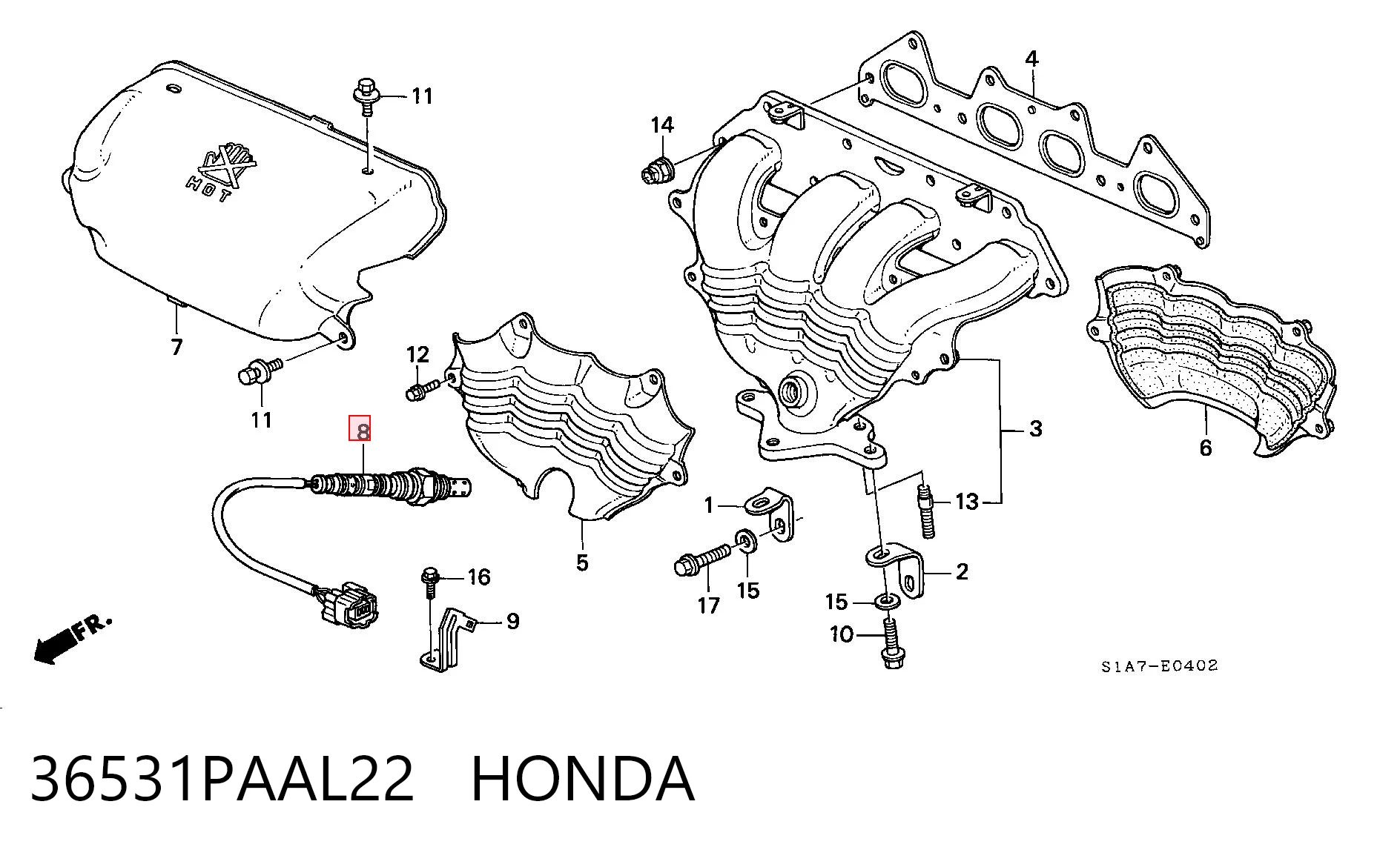 36531PAAL22 Honda Sonda lambda, sensor de oxigênio