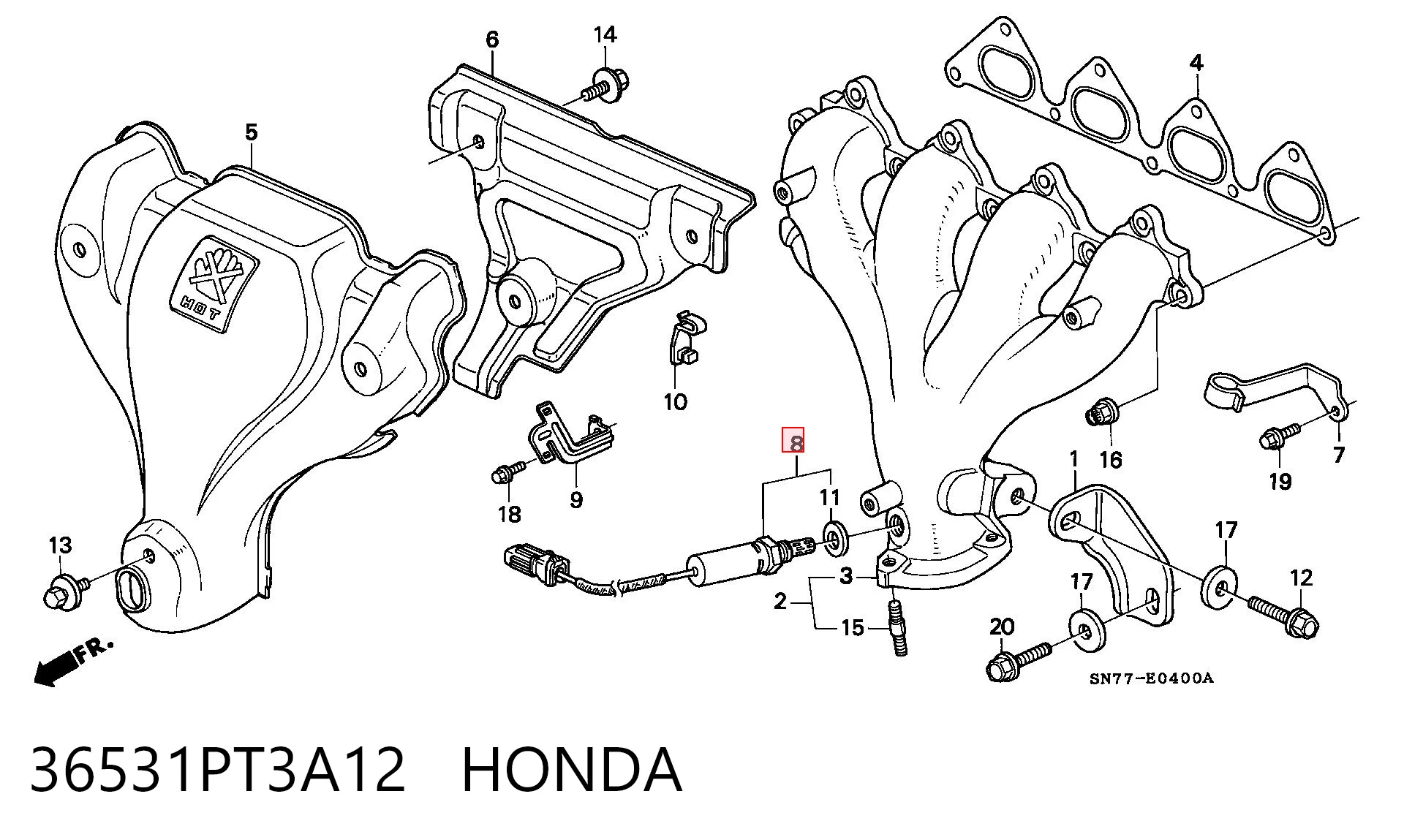 36531PT3A12 Honda Sonda lambda, sensor de oxigênio
