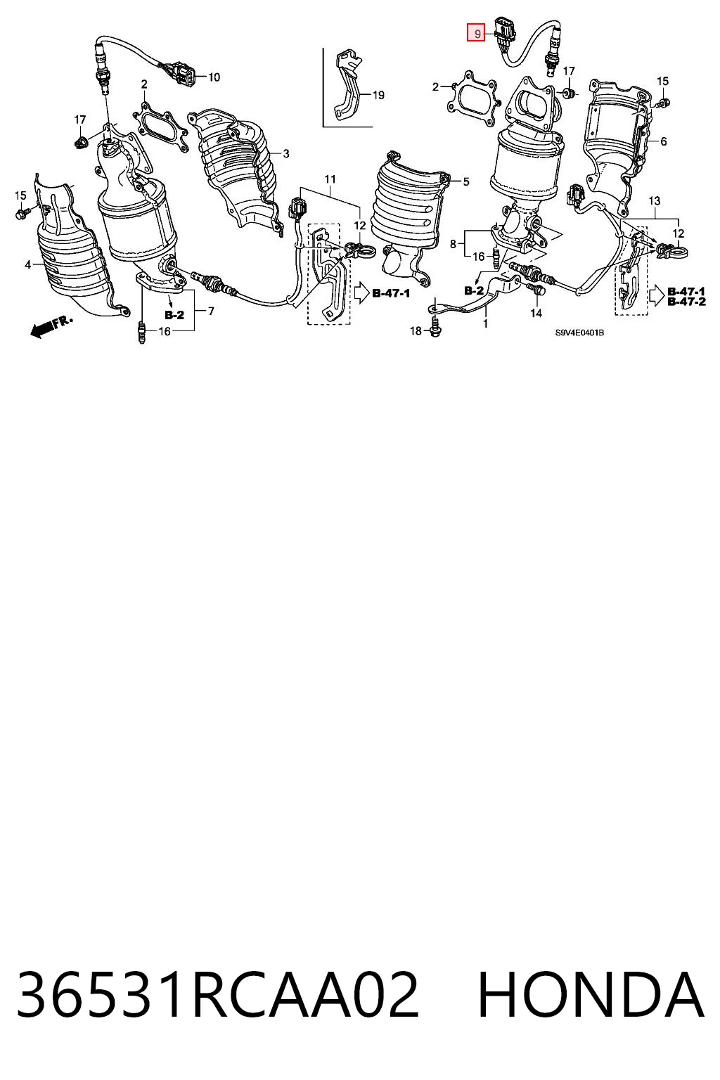 36531RCAA02 Honda Sonda lambda, sensor de oxigênio até o catalisador