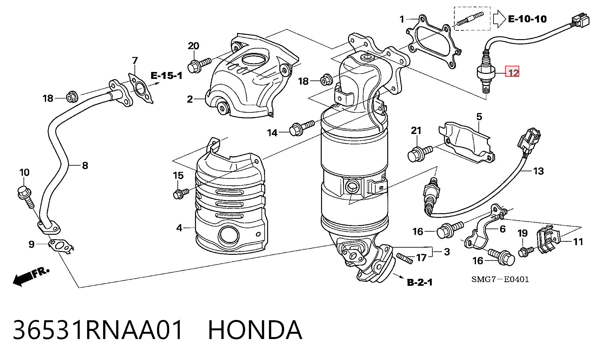 36531RNAA01 Honda Sonda lambda, sensor de oxigênio até o catalisador