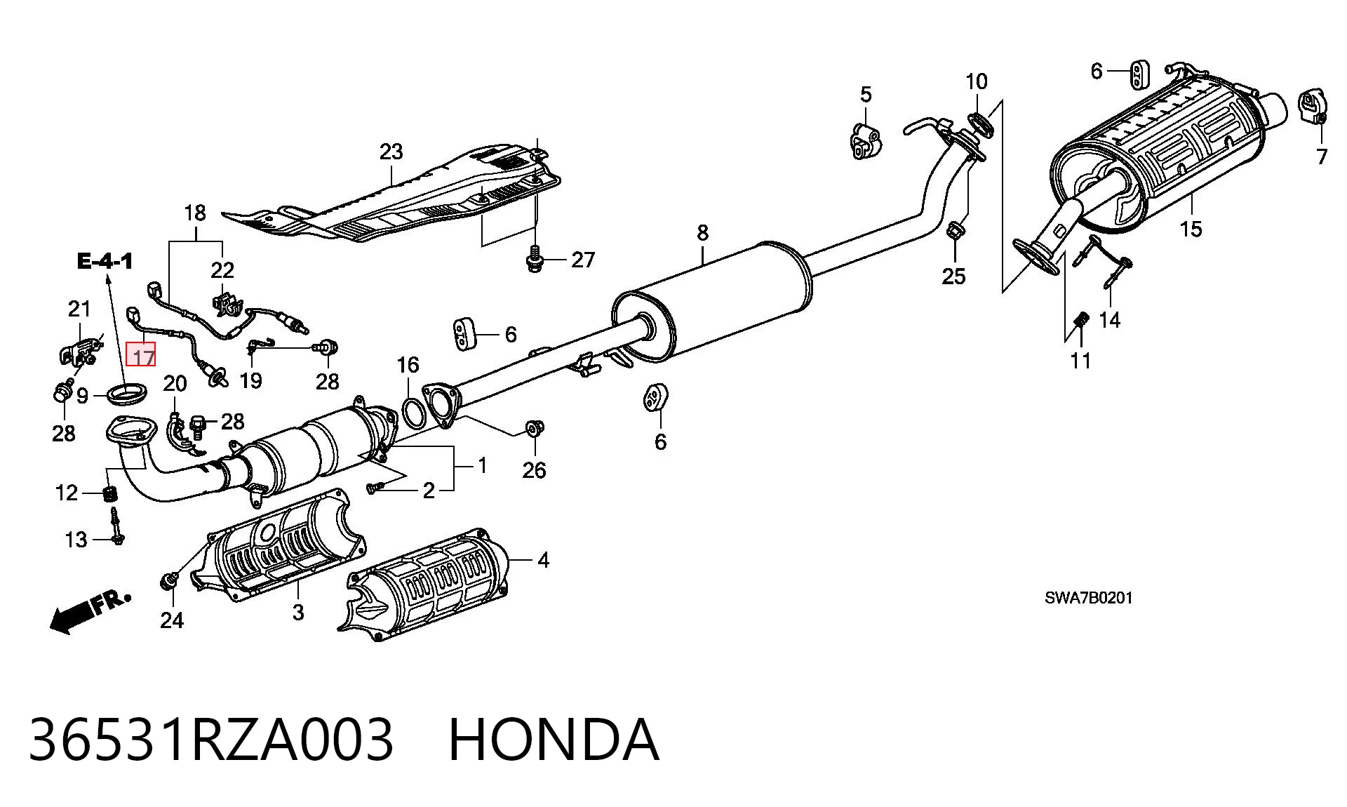 36531RZA003 Honda Sonda lambda, sensor de oxigênio até o catalisador