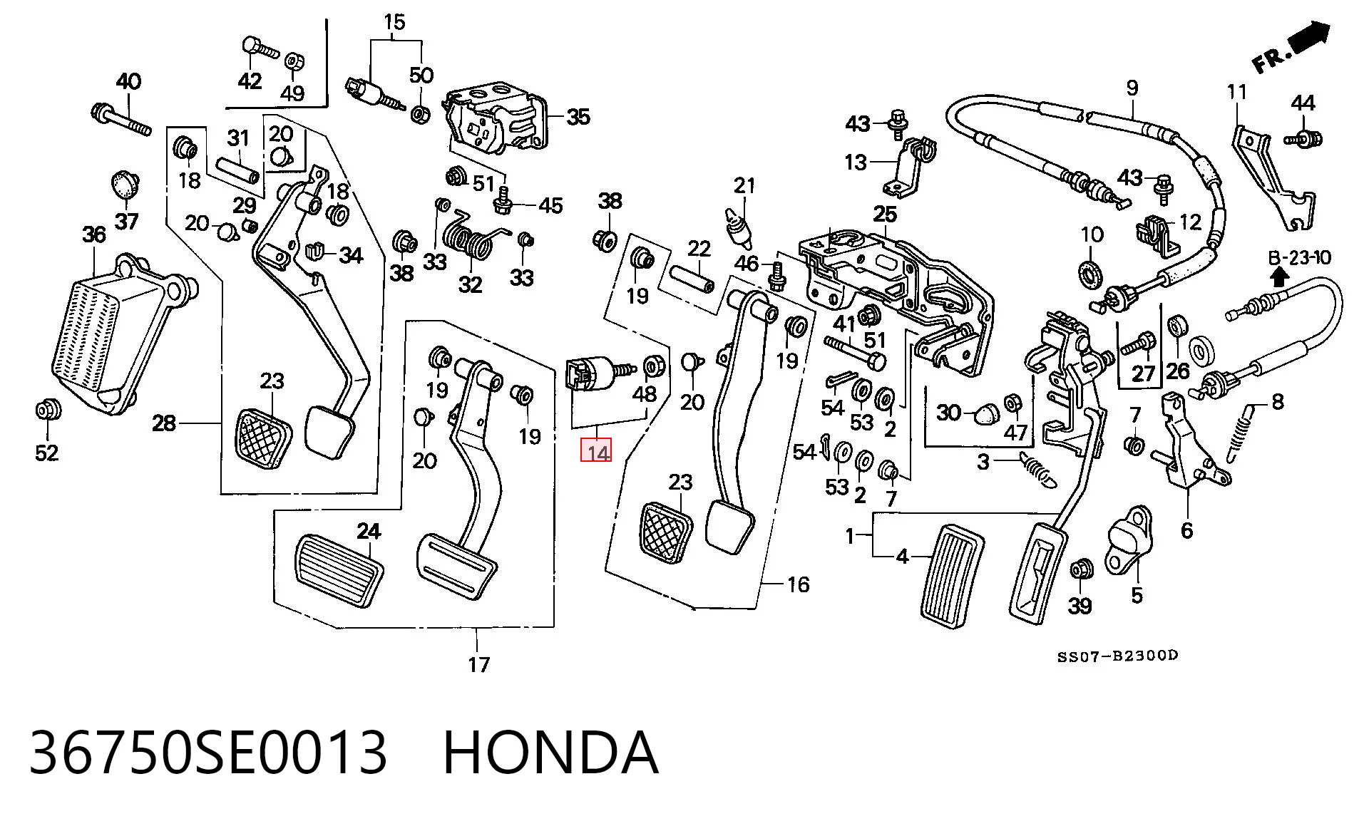 36750SE0013 Honda Sensor de ativação do sinal de parada