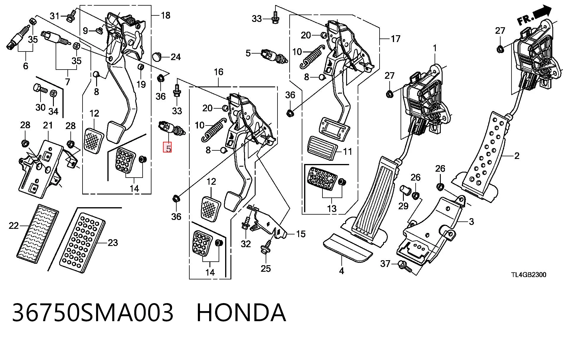 36750SMA003 Honda Sensor de ativação do sinal de parada