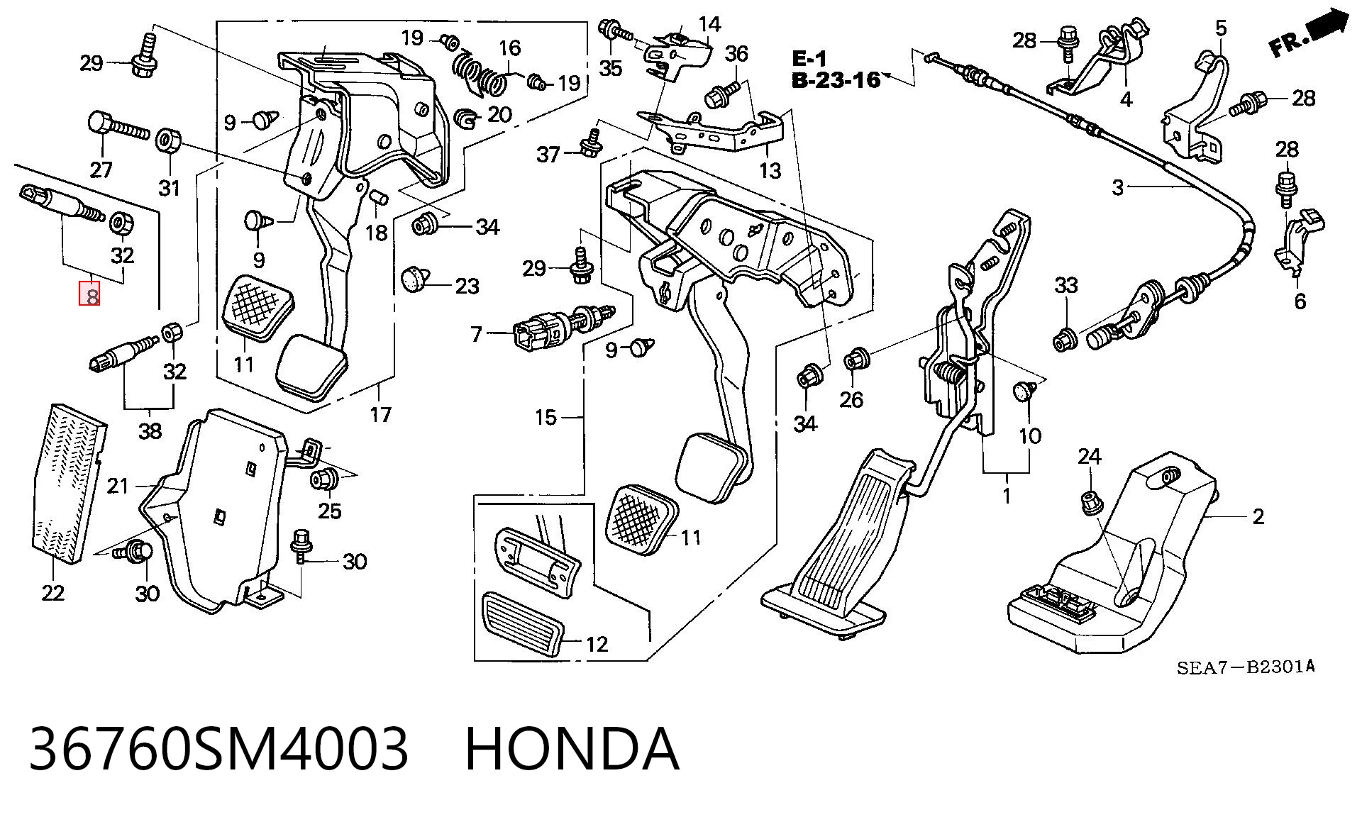 36760SM4003 Honda Sensor de ativação de embraiagem
