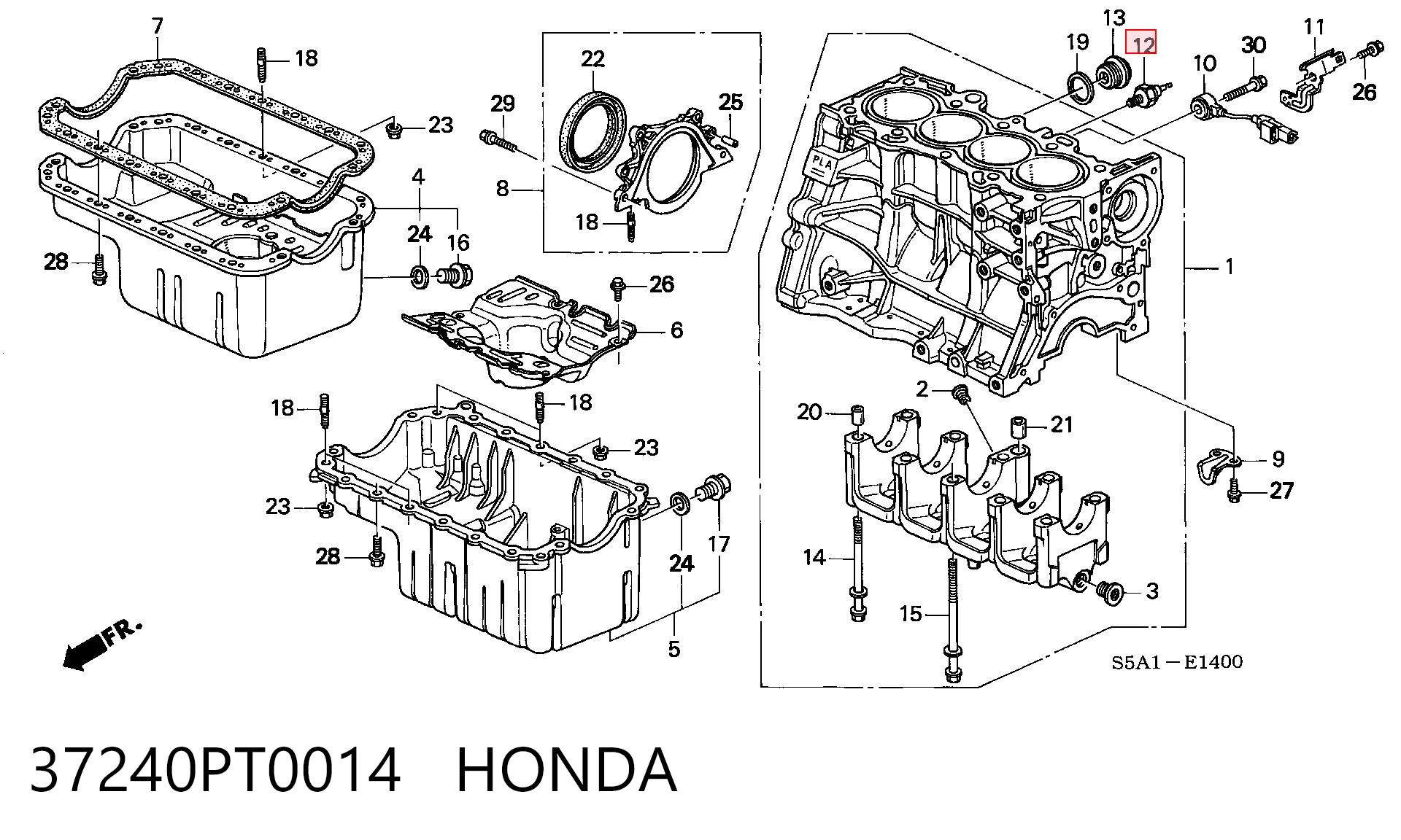 37240PT0014 Honda Sensor de pressão de óleo
