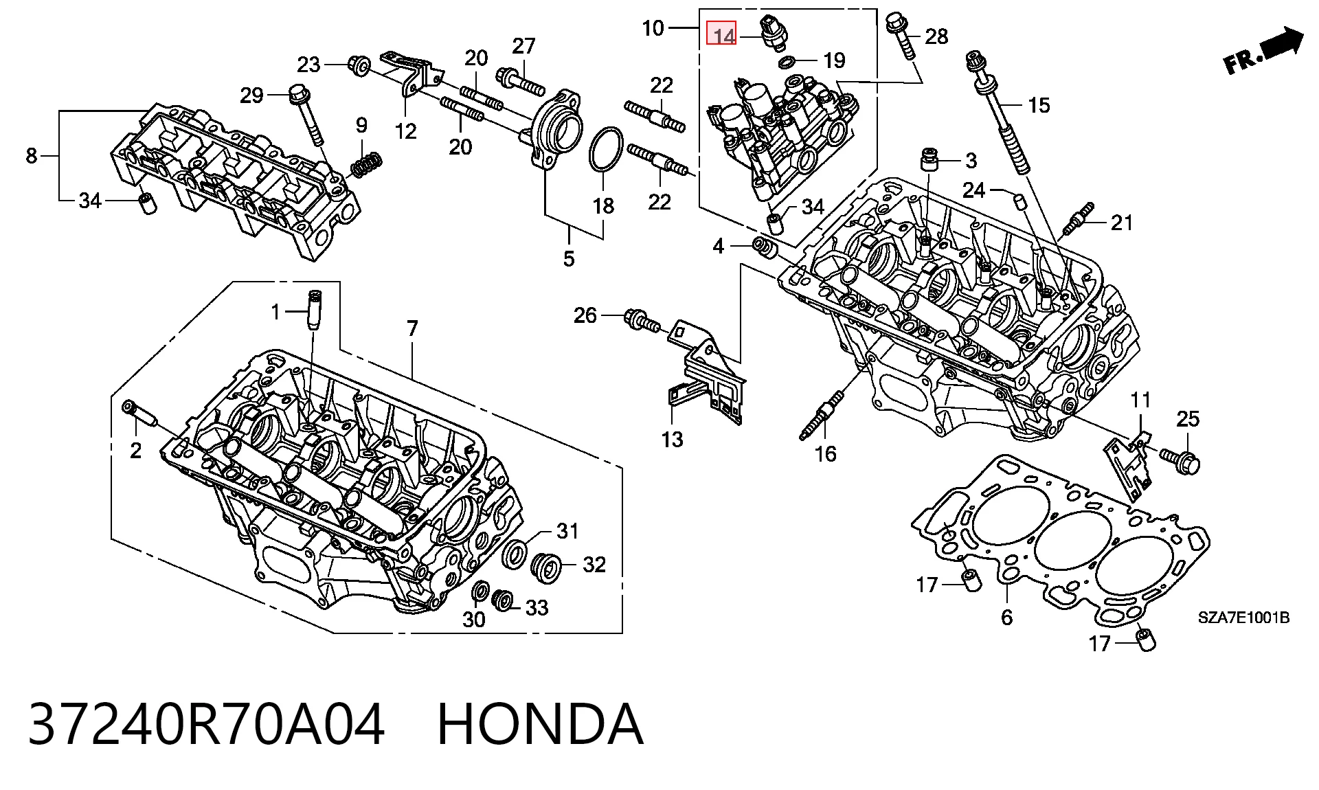 37240R70A04 Honda Sensor de pressão de óleo