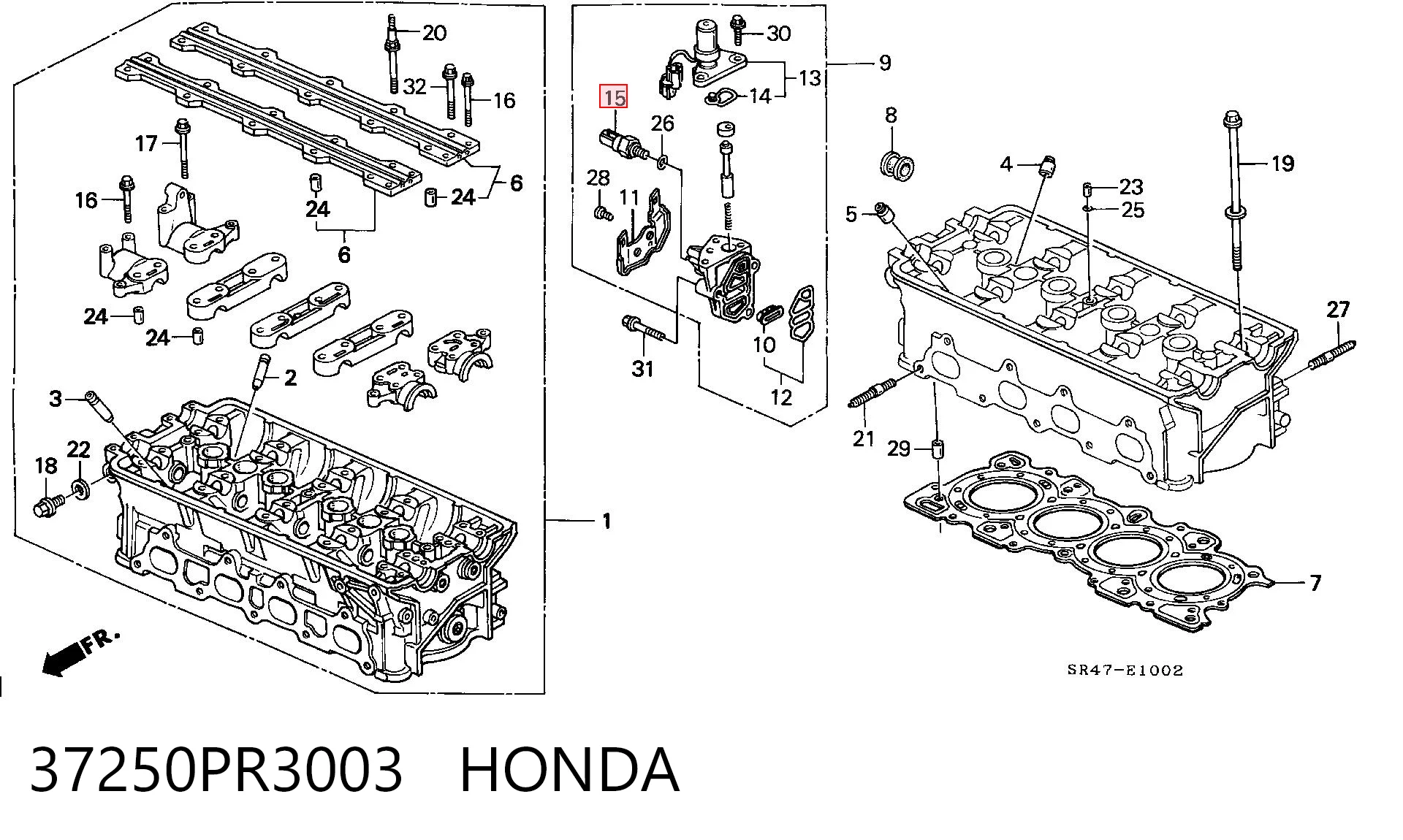 37250PR3003 Honda Sensor de pressão de óleo