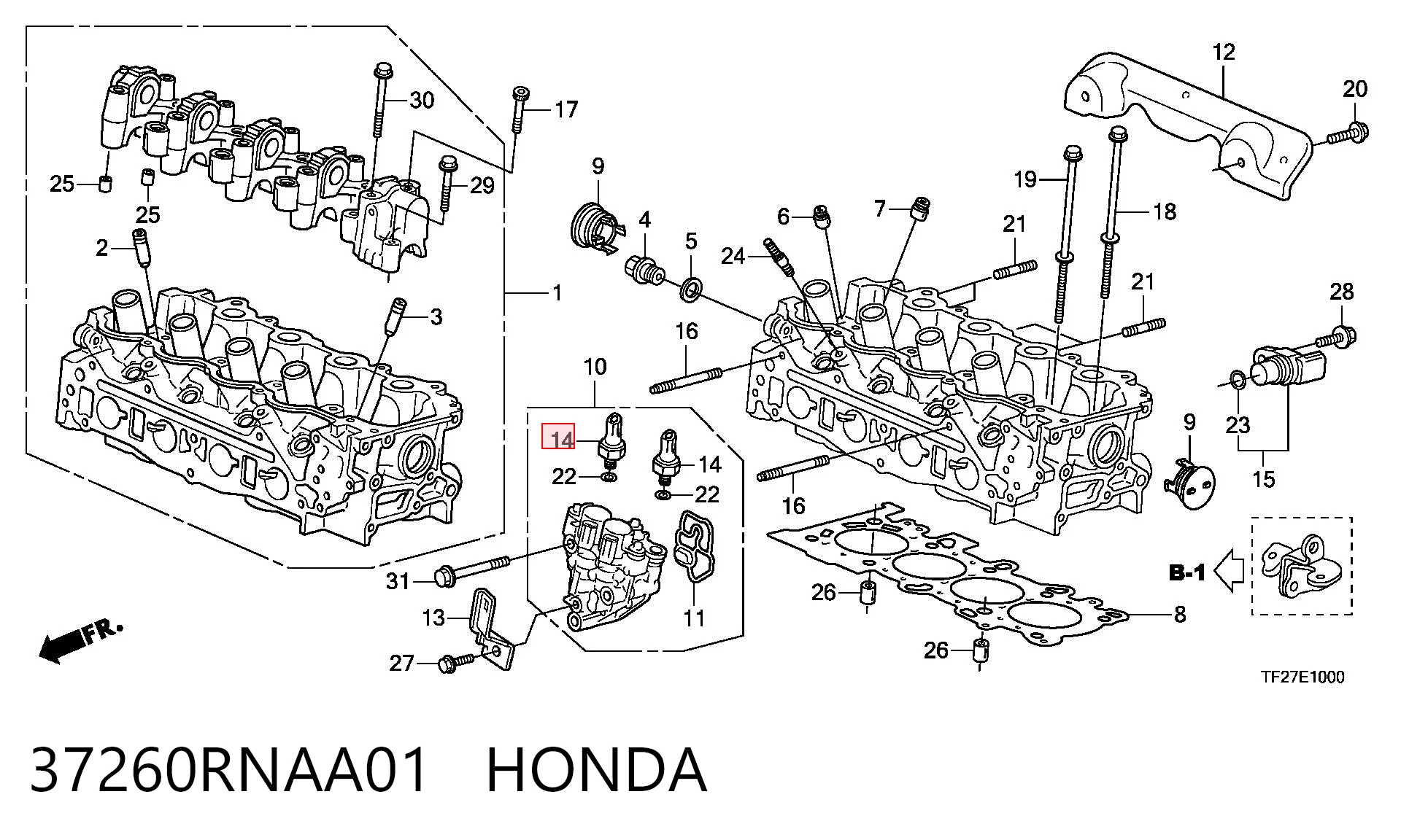 37260RNAA01 Honda Sensor de pressão de óleo