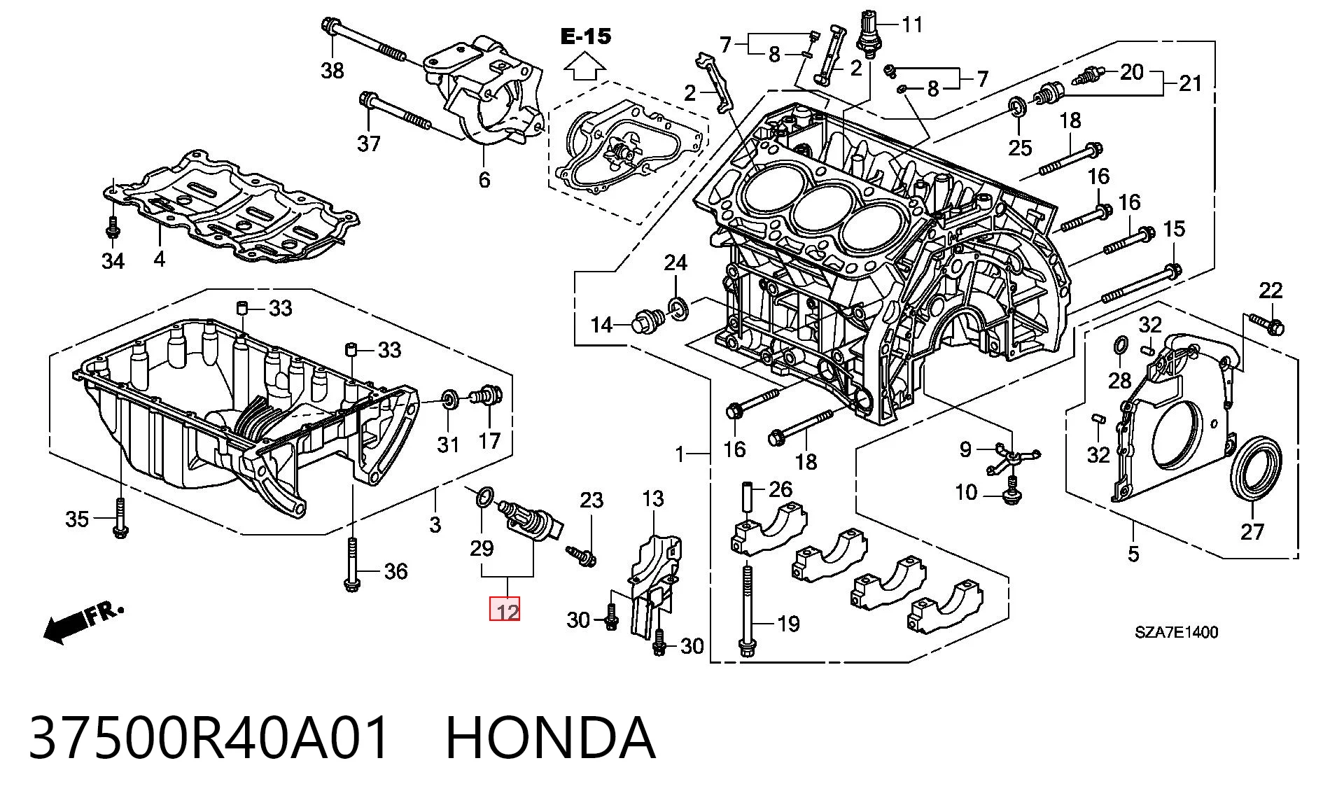 37500R40A01 Honda Sensor de posição (de revoluções) de cambota