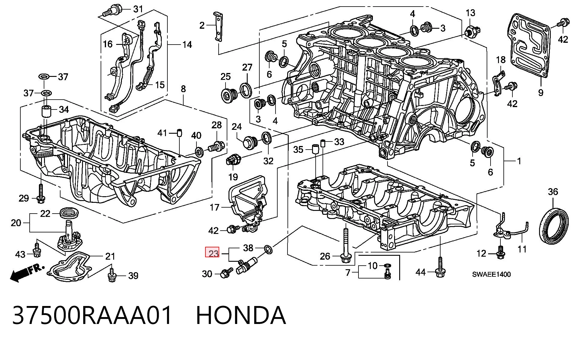 37500RAAA01 Honda Sensor de posição (de revoluções) de cambota