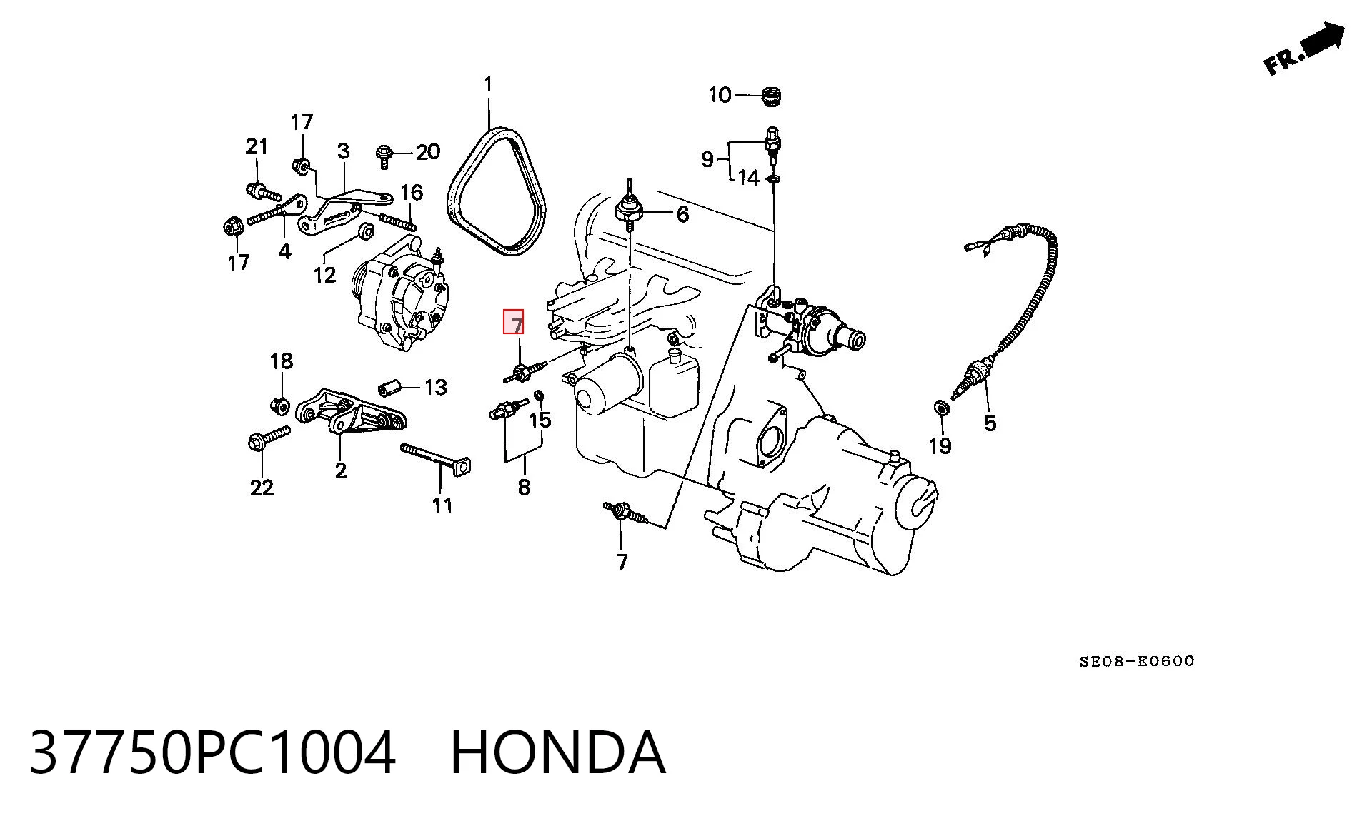 37750PC1004 Honda Sensor de temperatura do fluido de esfriamento