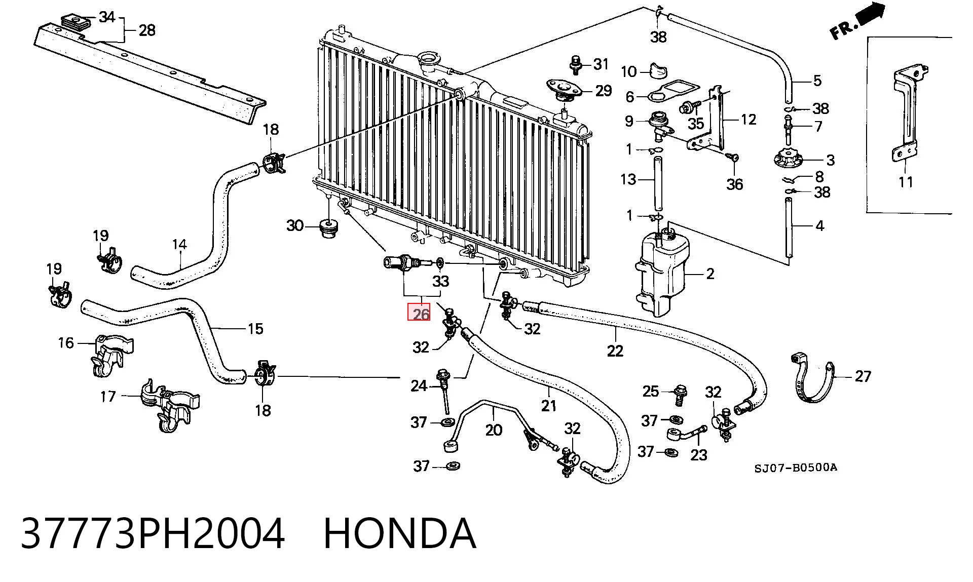 Compre Sensor de temperatura do fluido de esfriamento (de ativação de ventilador do radiador) Honda Accord 5